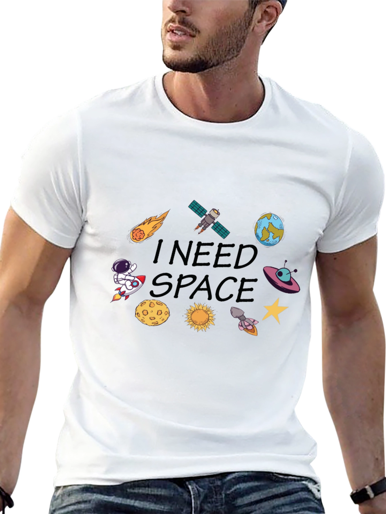 I Need Space T-Shirt: Cartoon Galaxy Design