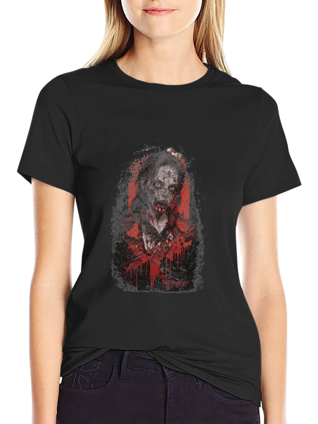 Zombie Graphic Print Tee - Black