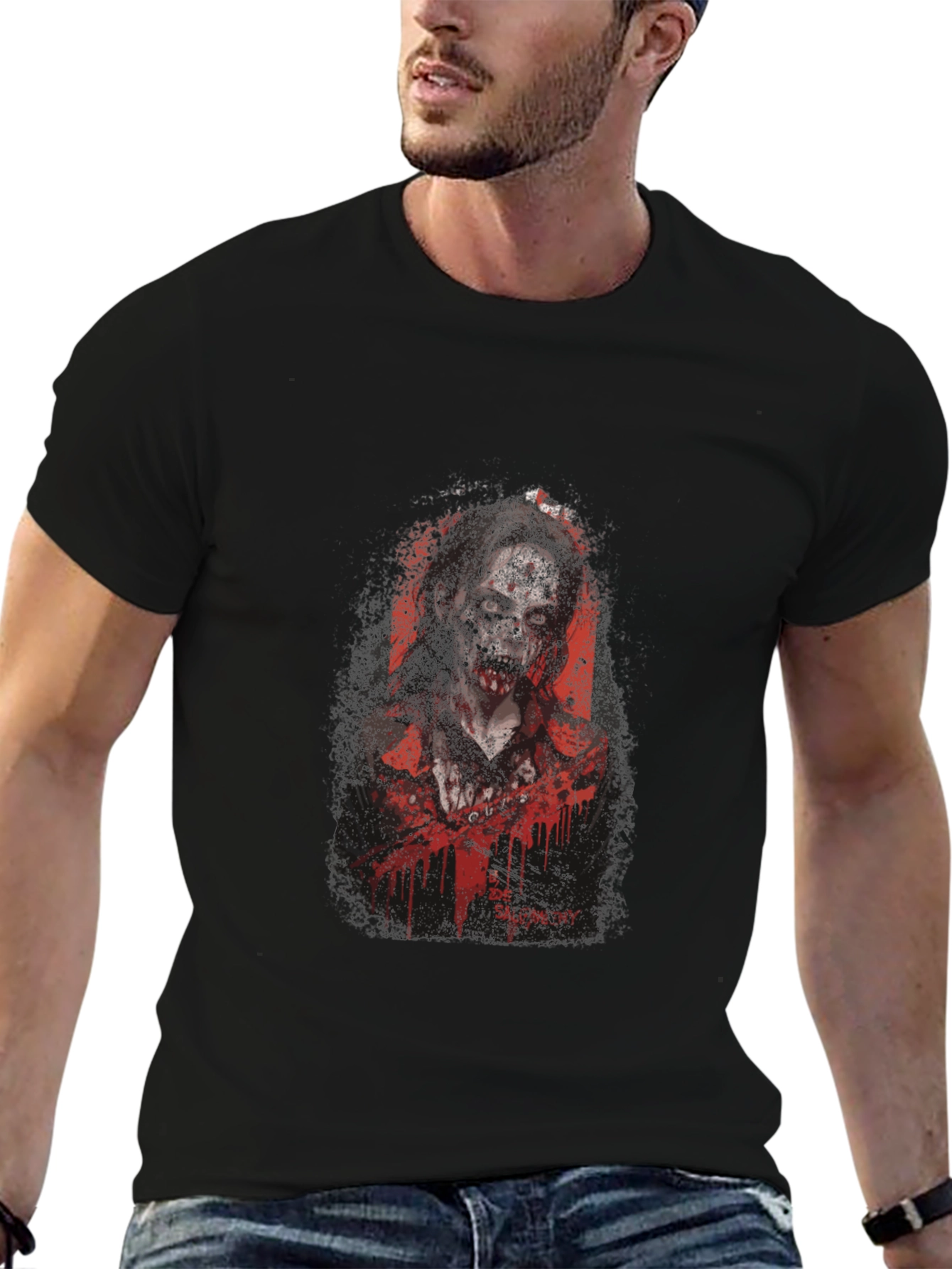 Zombie Graphic Print Tee - Black
