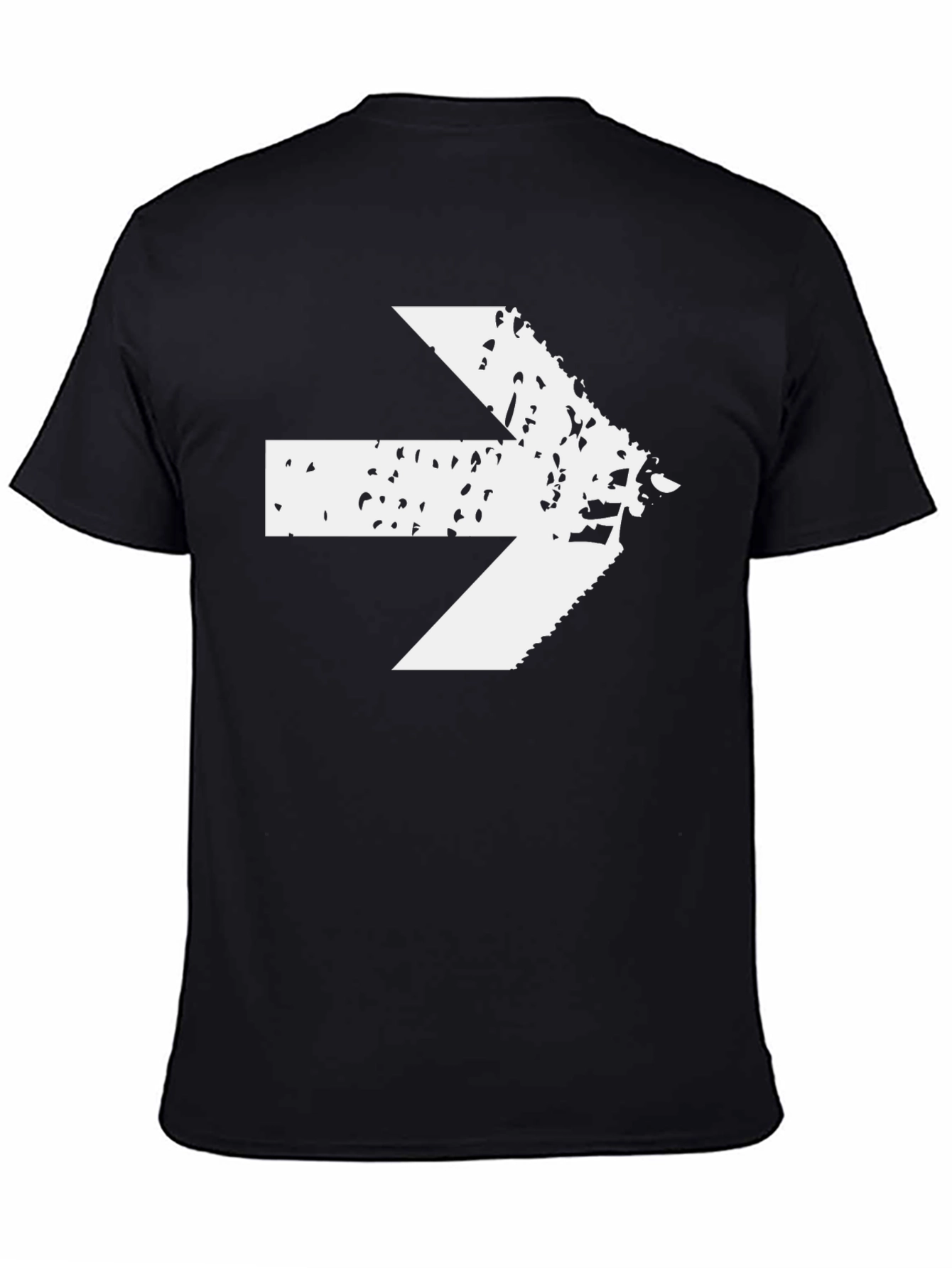 Distressed Arrow Graphic Tee - Black Cotton Casual Shirt