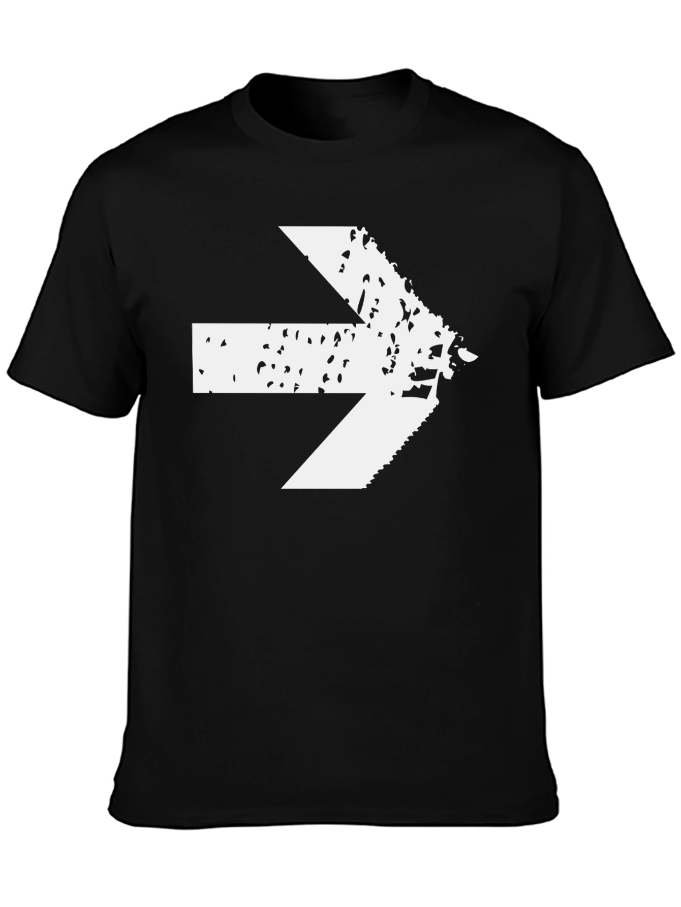 Distressed Arrow Graphic Tee - Black Cotton Casual Shirt