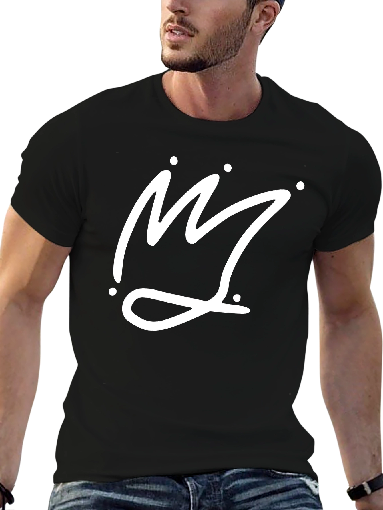 Crown Graphic Tee - Black Cotton Casual T-Shirt