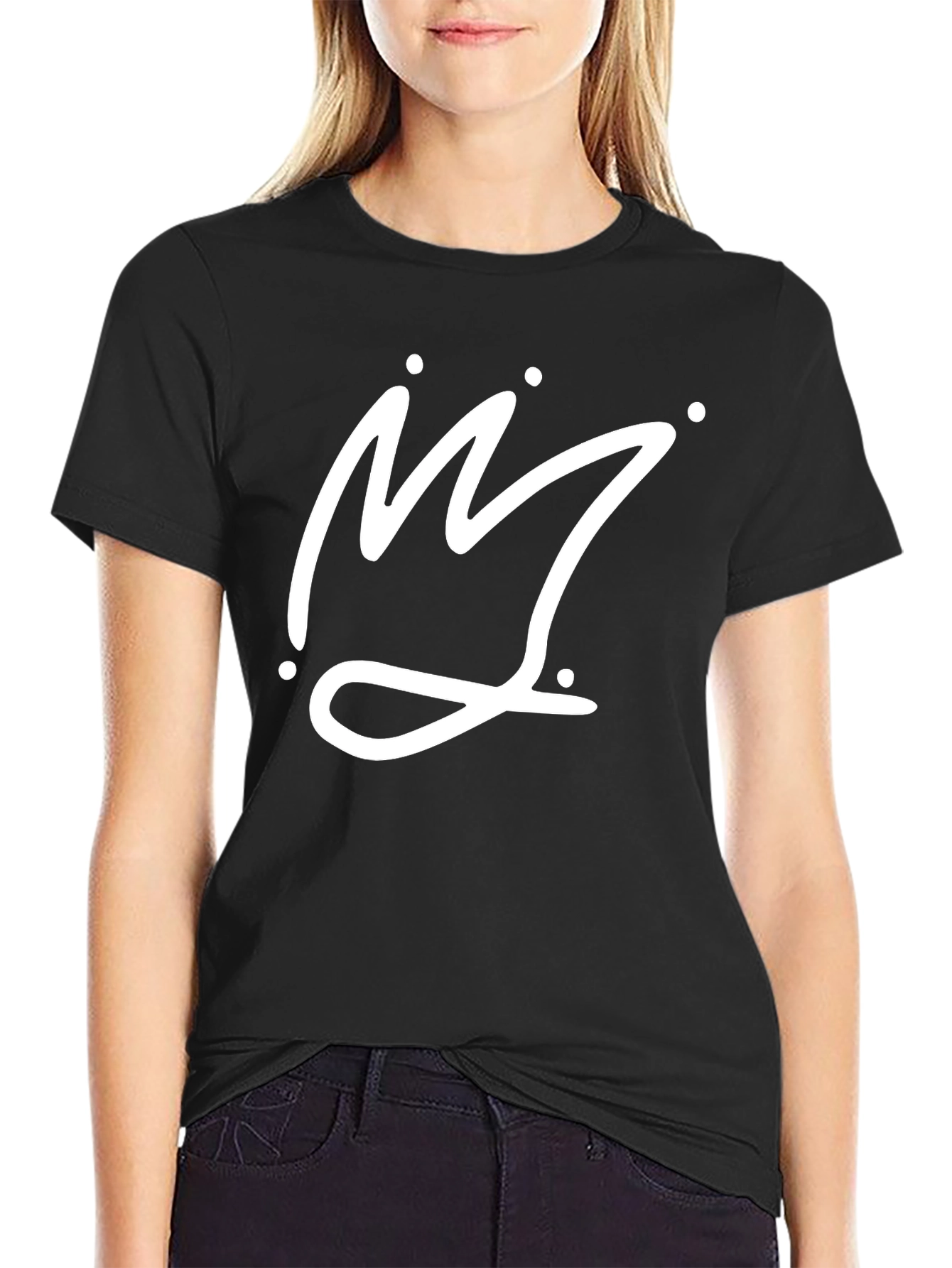 Crown Graphic Tee - Black Cotton Casual T-Shirt