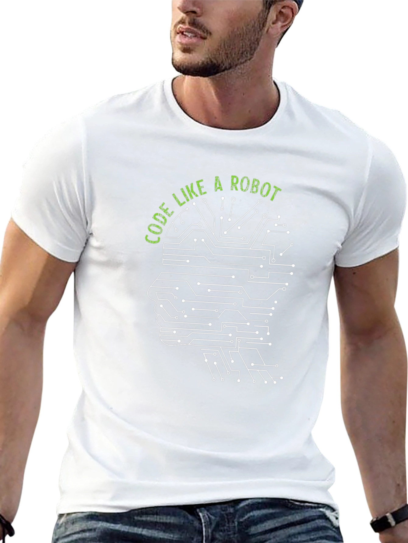 Code Like a Robot Black Graphic Tee