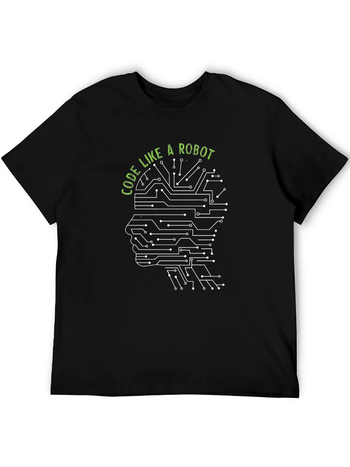 Code Like a Robot Black Graphic Tee