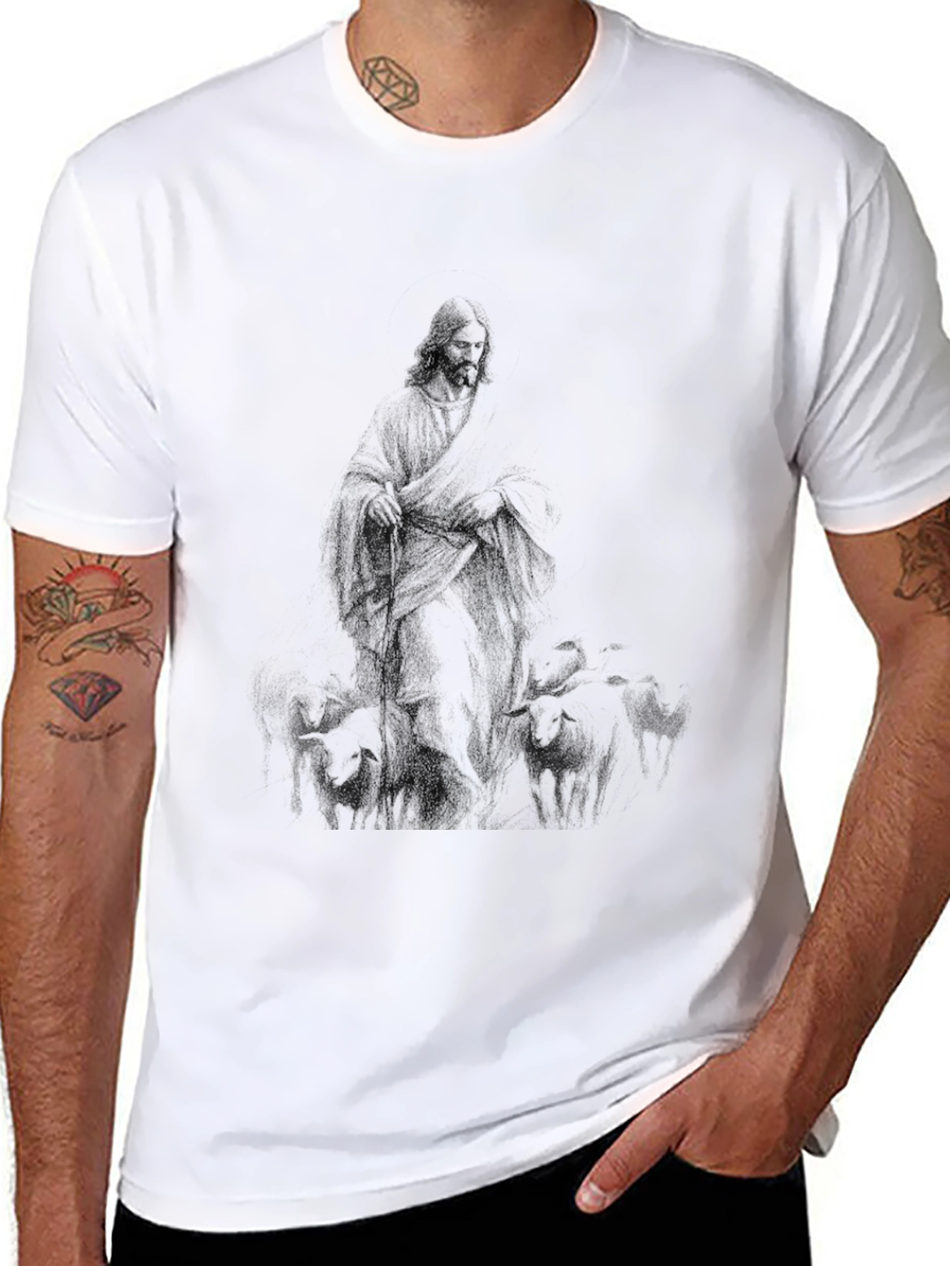 Black Jesus The Good Shepherd Graphic T-Shirt