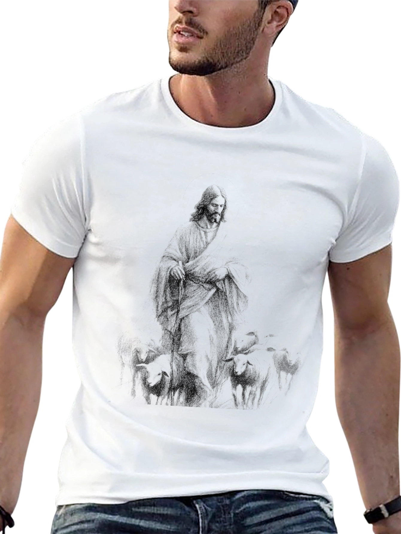Black Jesus The Good Shepherd Graphic T-Shirt