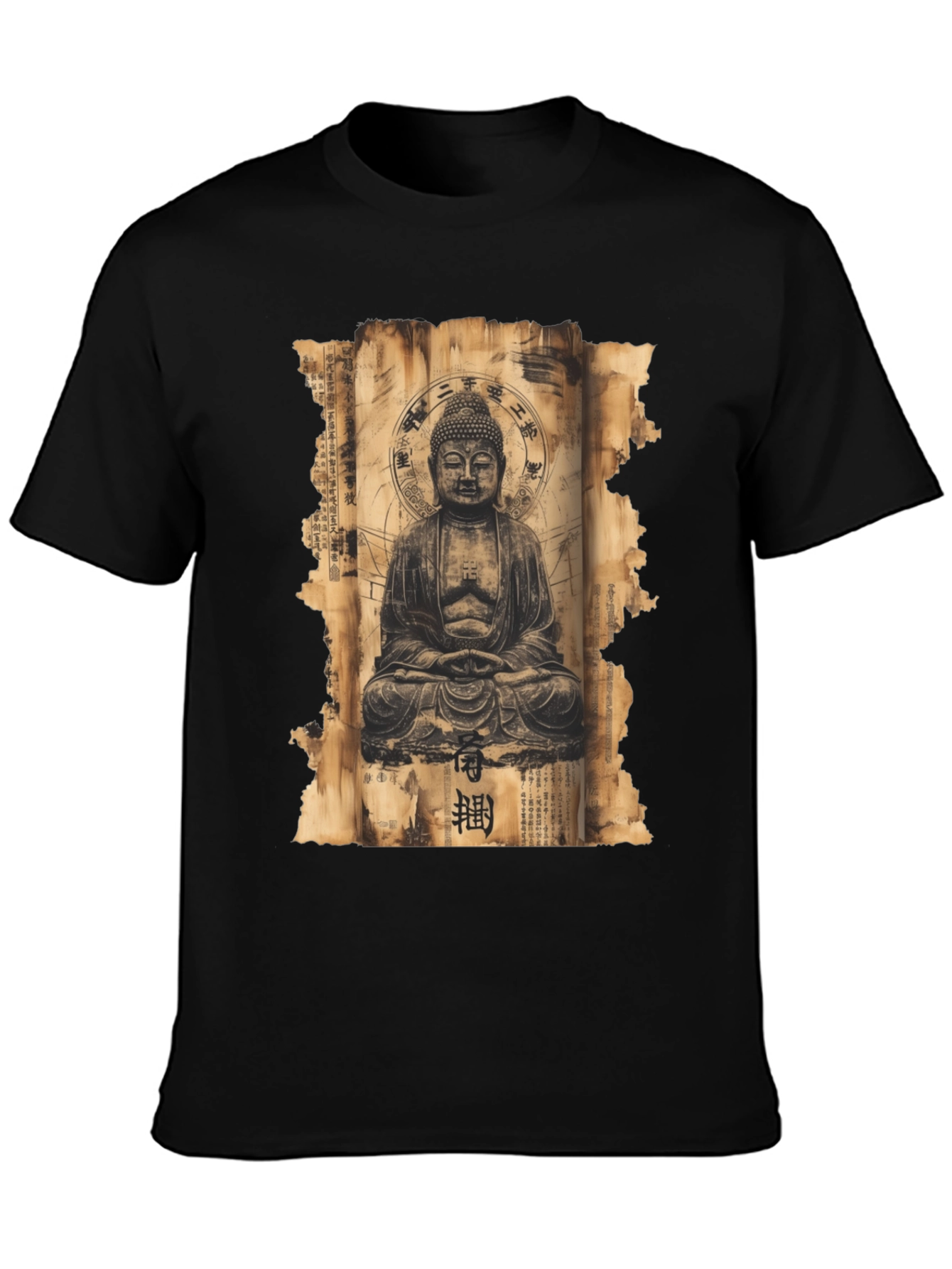 Buddha Scroll Graphic Tee - Spiritual Design