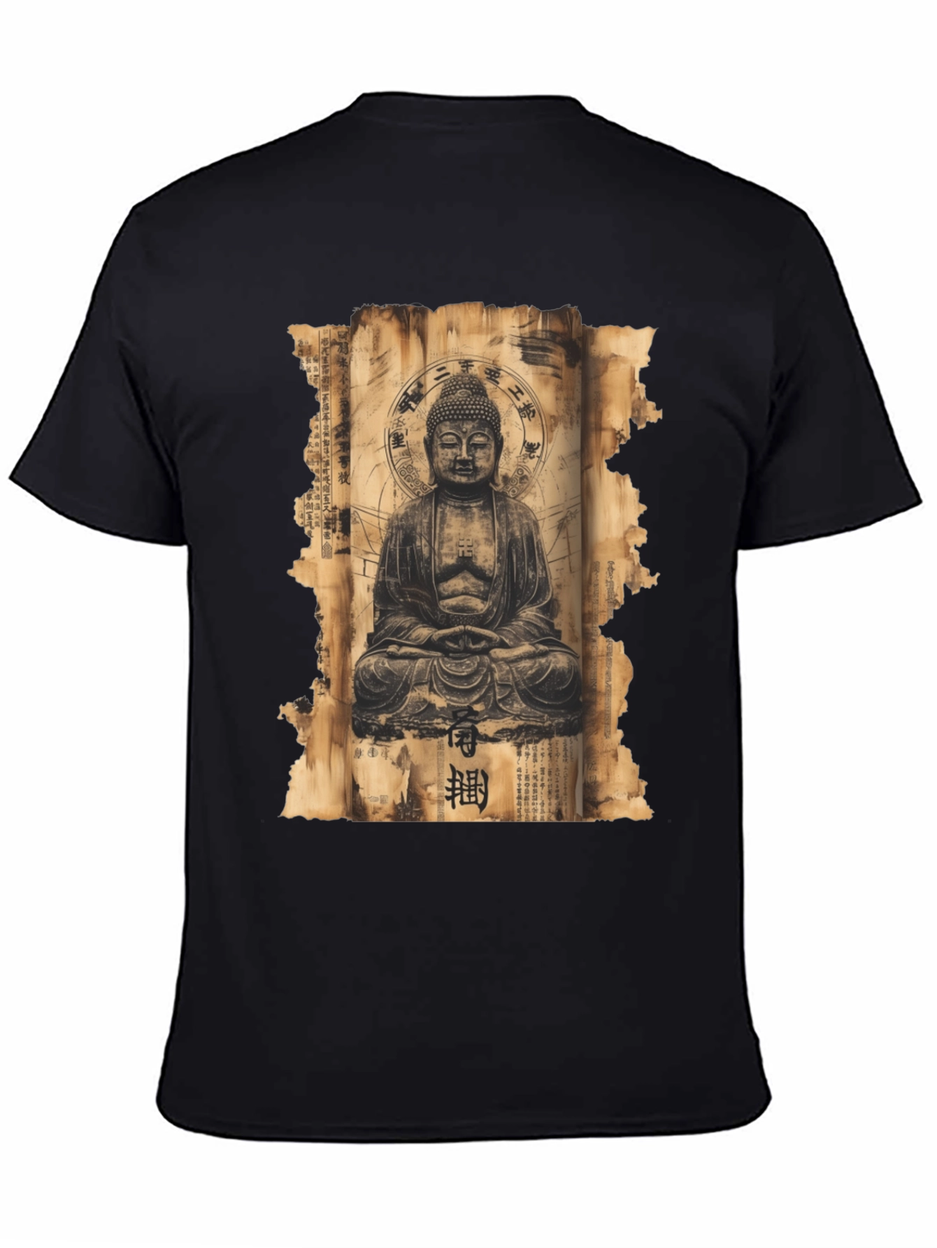 Buddha Scroll Graphic Tee - Spiritual Design