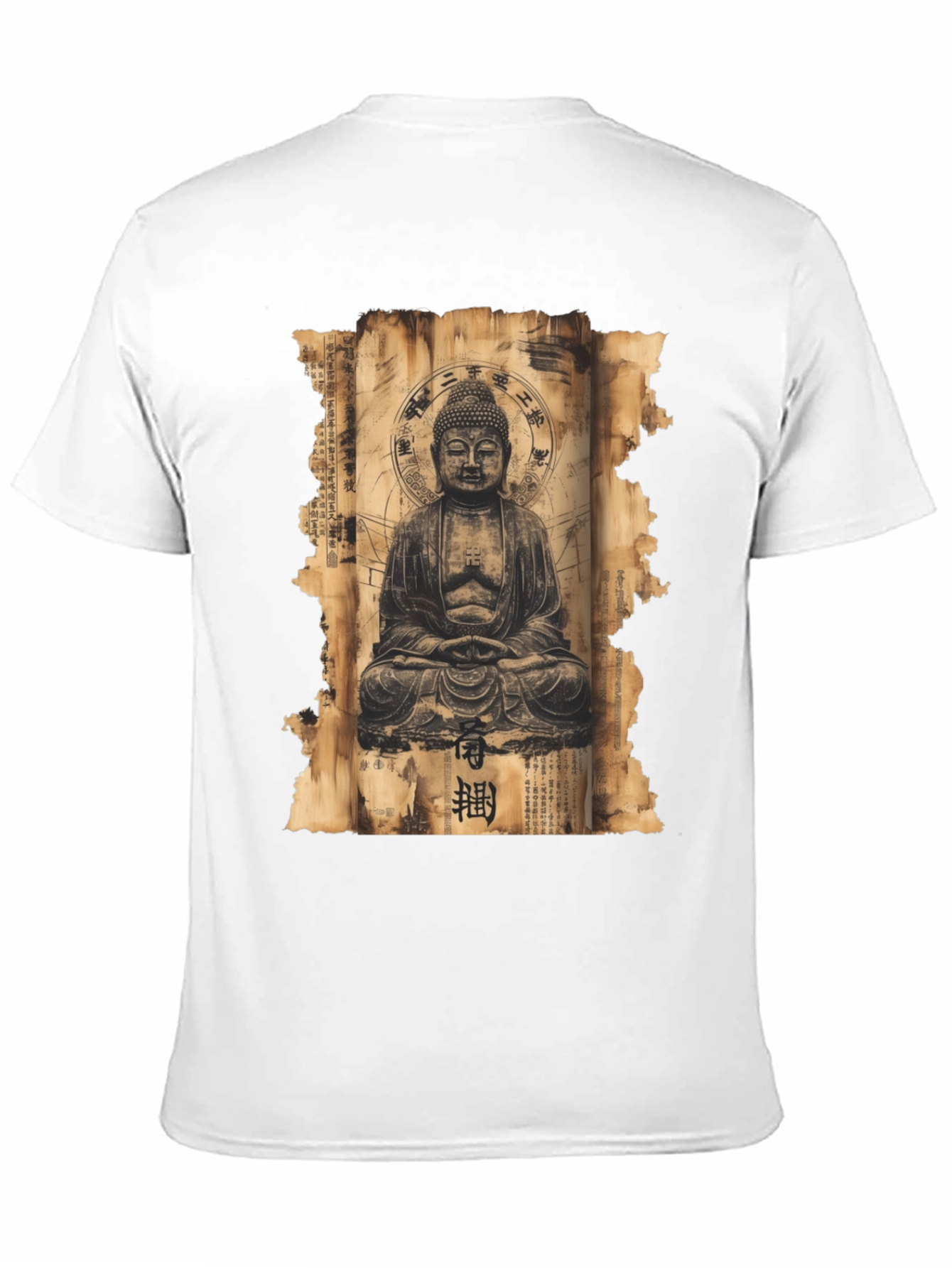 Buddha Scroll Graphic Tee - Spiritual Design