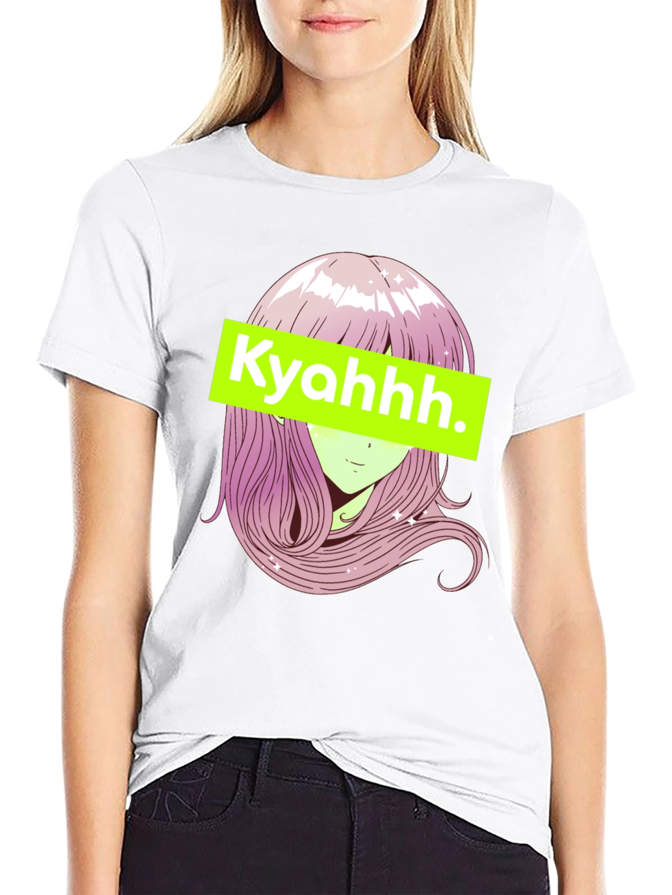 Anime Girl Graphic Tee - Black