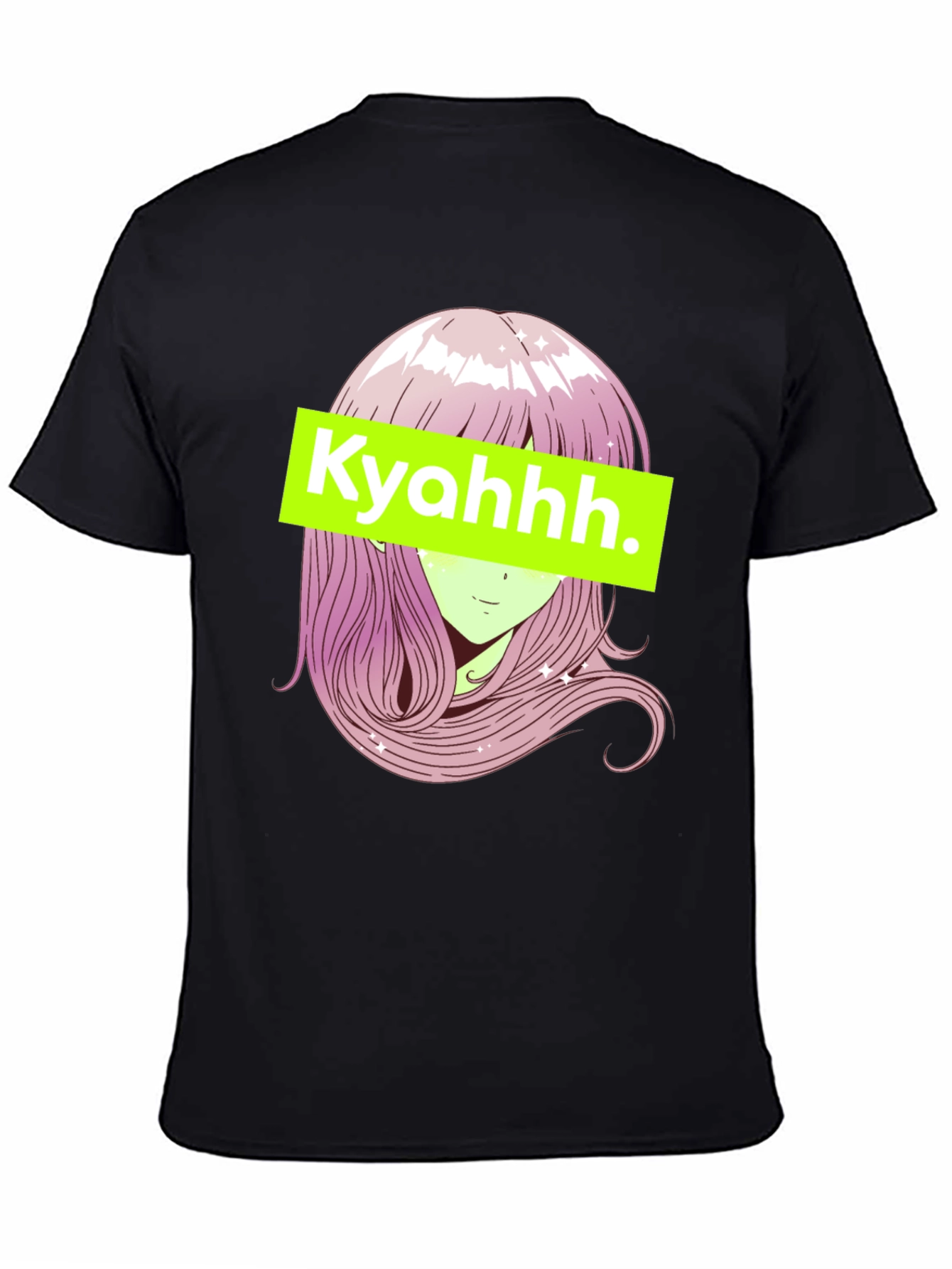 Anime Girl Graphic Tee - Black