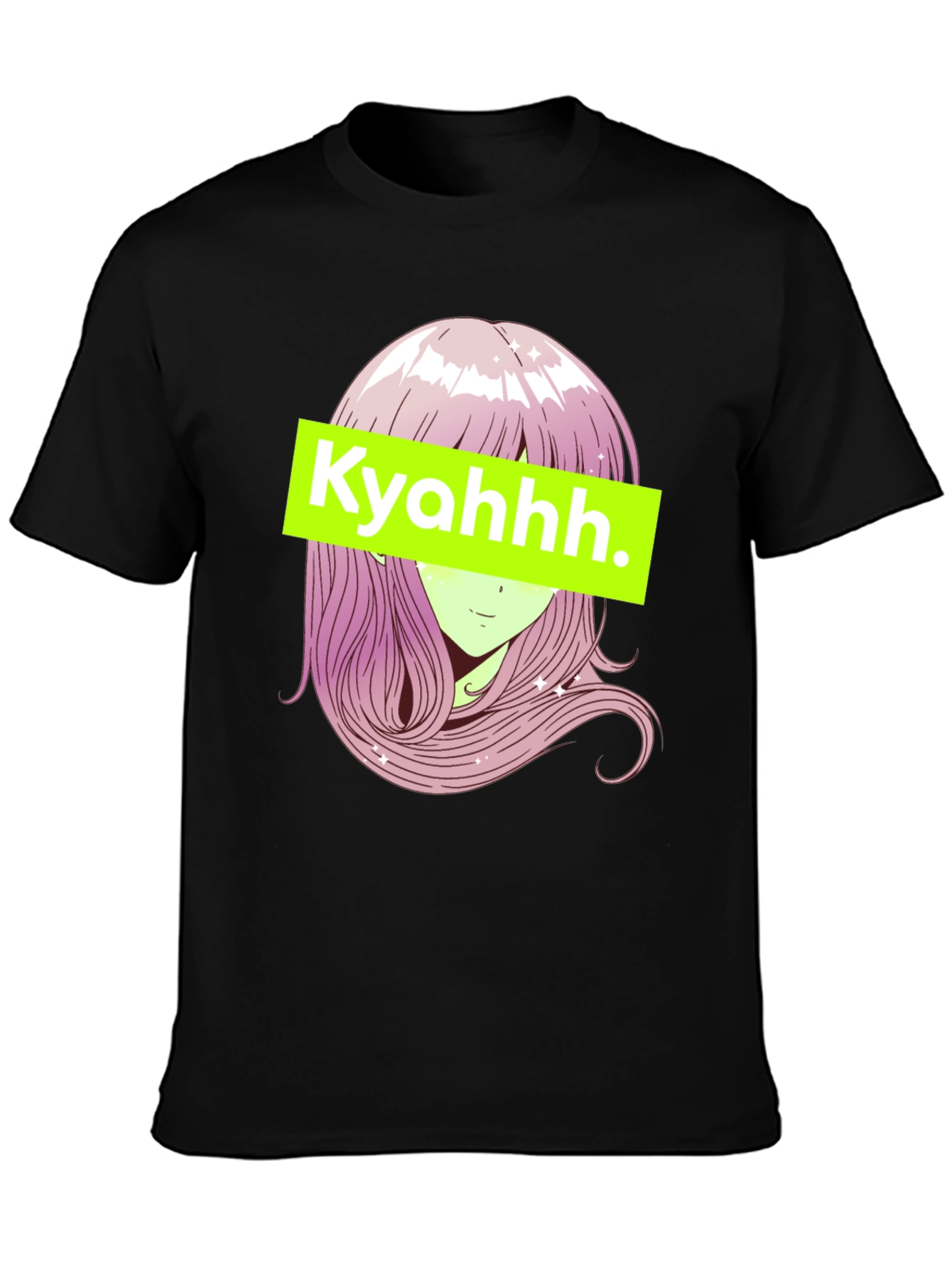 Anime Girl Graphic Tee - Black