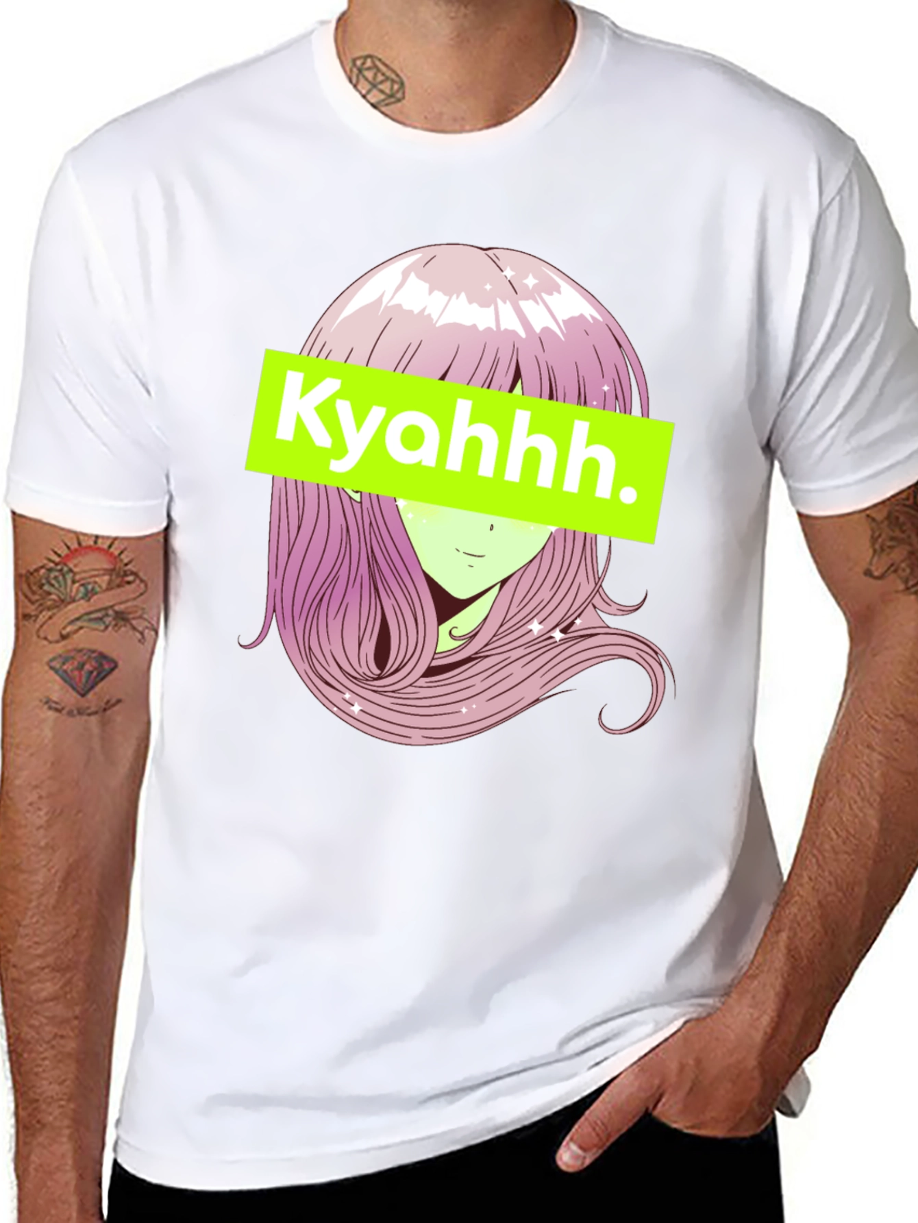 Anime Girl Graphic Tee - Black