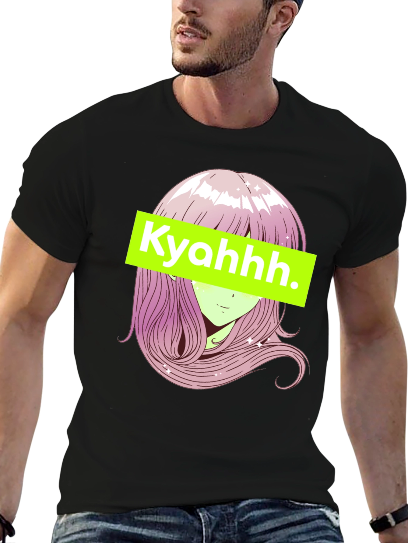 Anime Girl Graphic Tee - Black