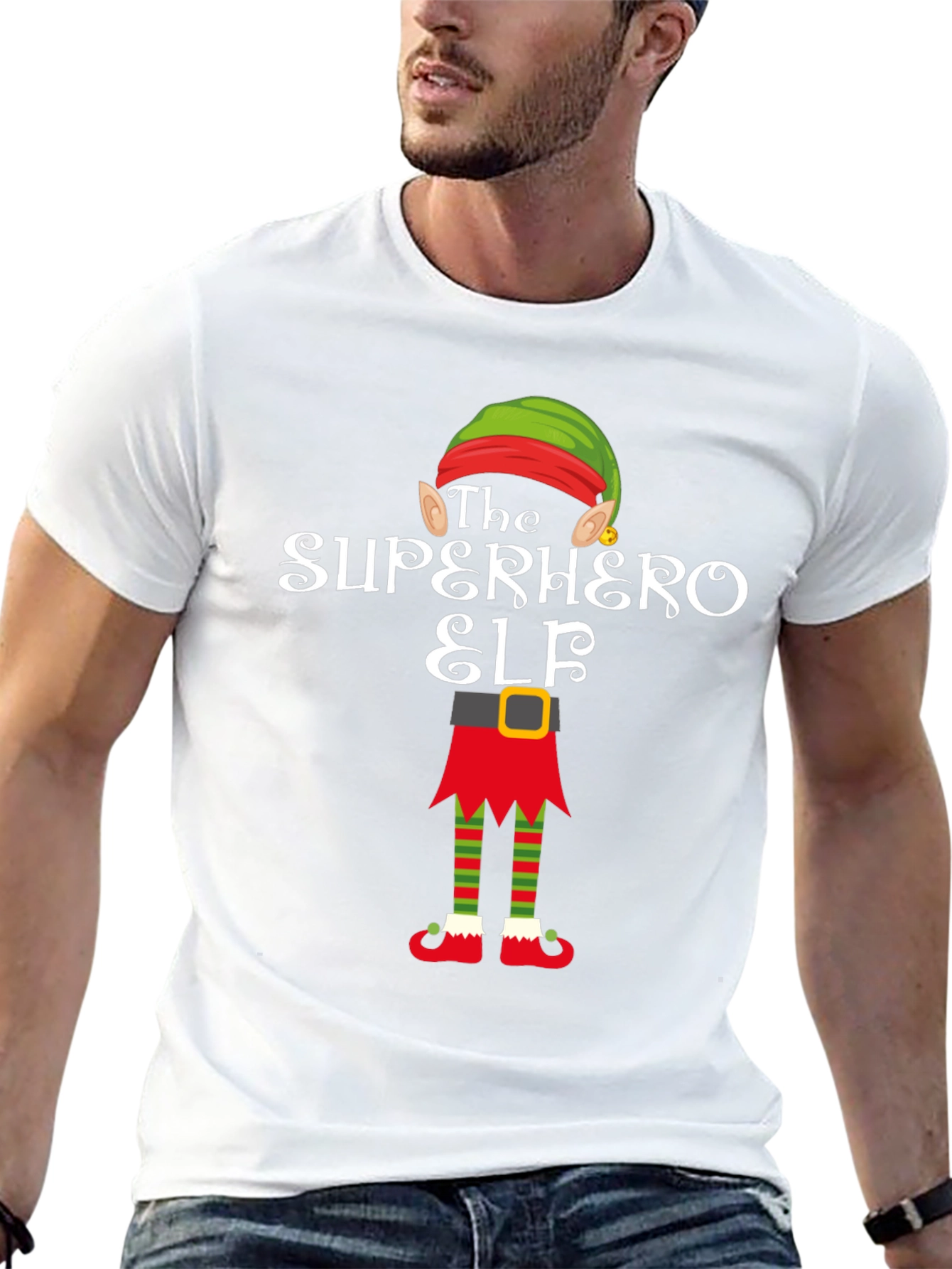 Superhero Elf T-Shirt Funny Christmas Tee
