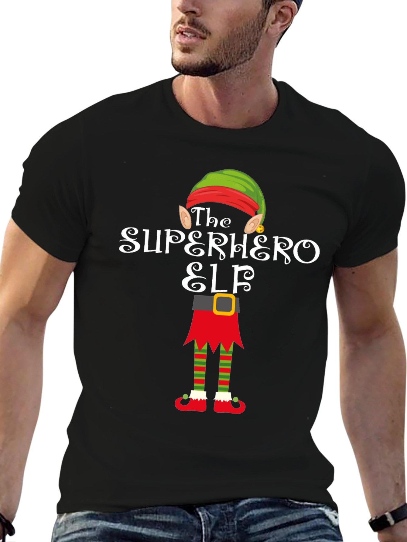 Superhero Elf T-Shirt Funny Christmas Tee