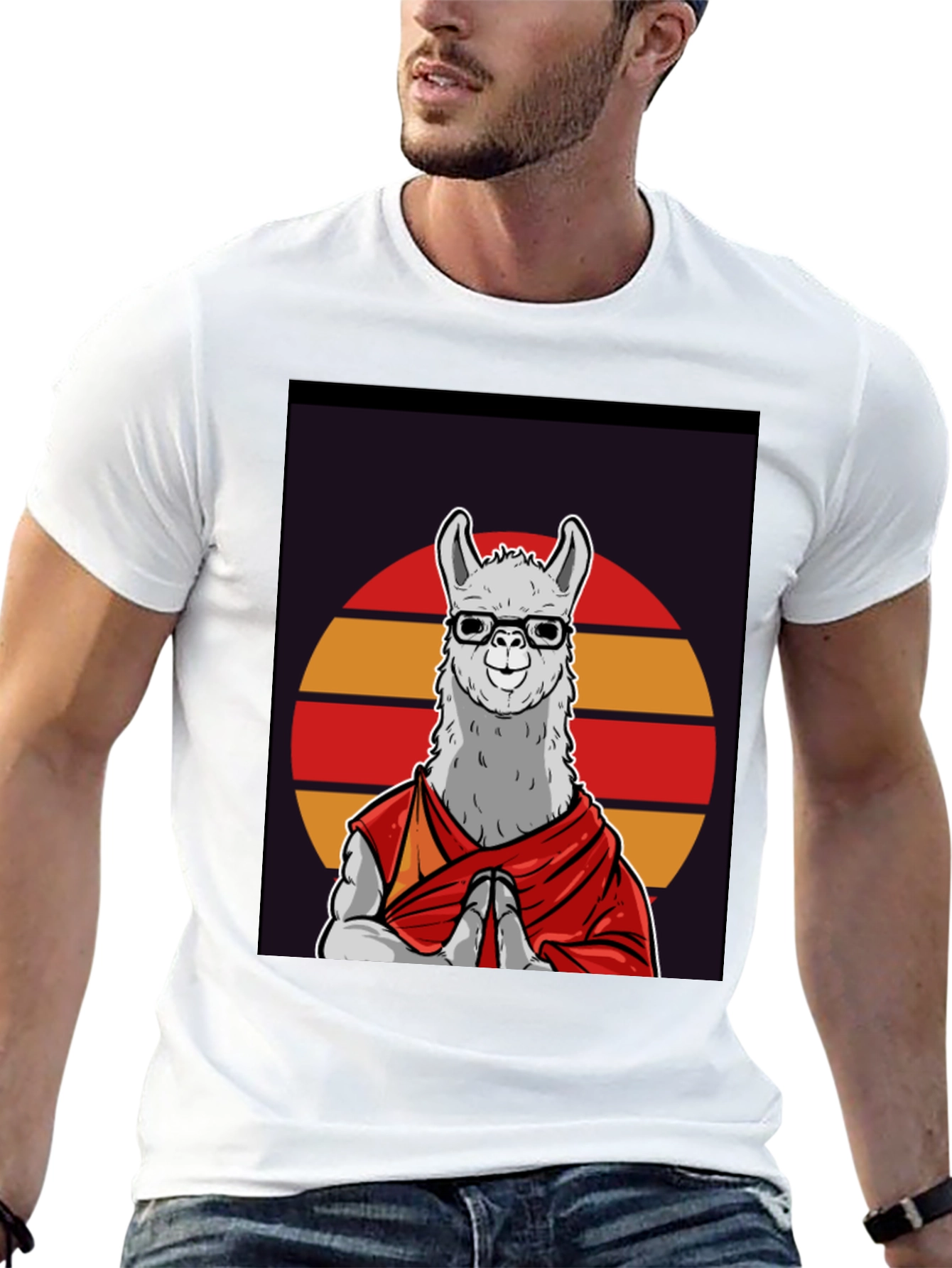 Llama Monk T-Shirt - Meditating Lama in Robes