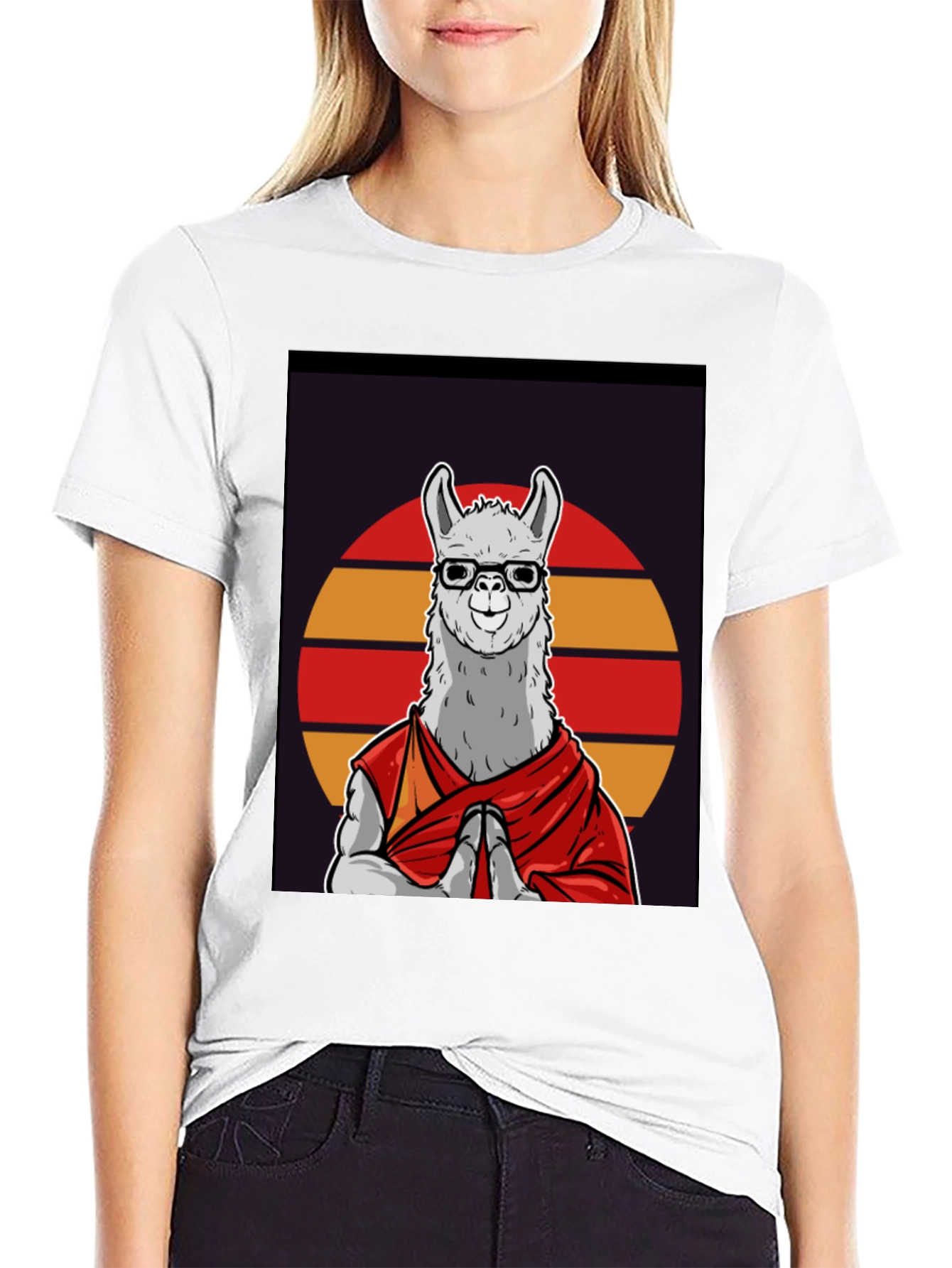 Llama Monk T-Shirt - Meditating Lama in Robes