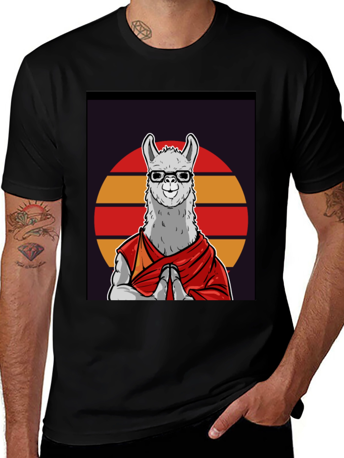 Llama Monk T-Shirt - Meditating Lama in Robes