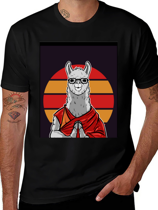 Llama Monk T-Shirt - Meditating Lama in Robes