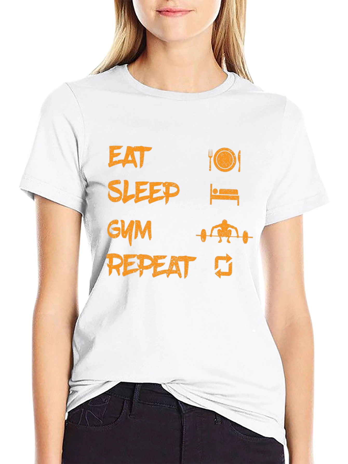 Eat Sleep Gym Repeat Graphic T-Shirt