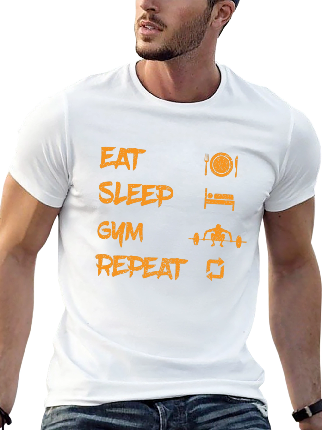 Eat Sleep Gym Repeat Graphic T-Shirt
