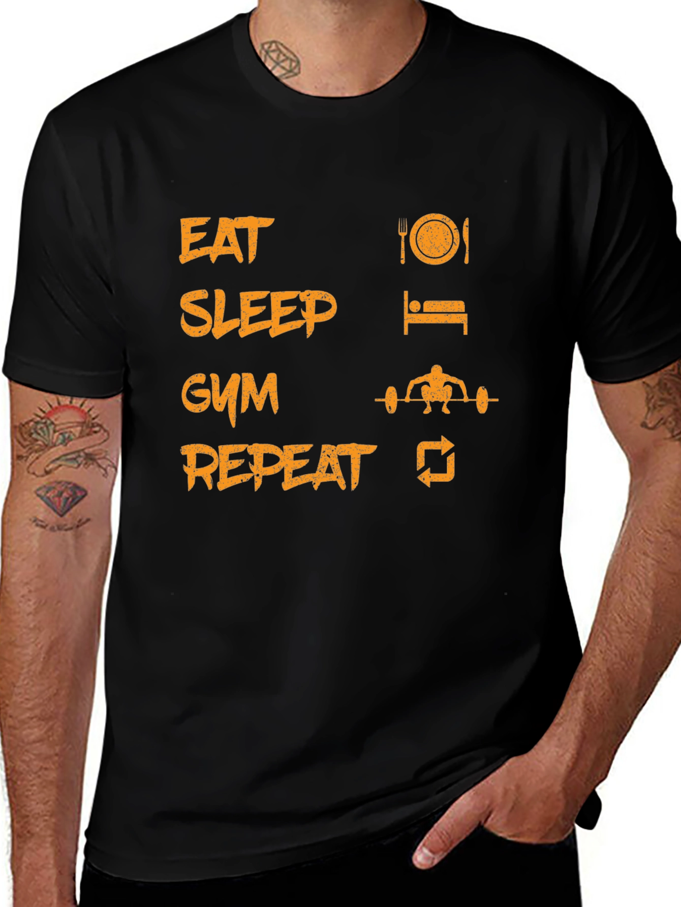 Eat Sleep Gym Repeat Graphic T-Shirt