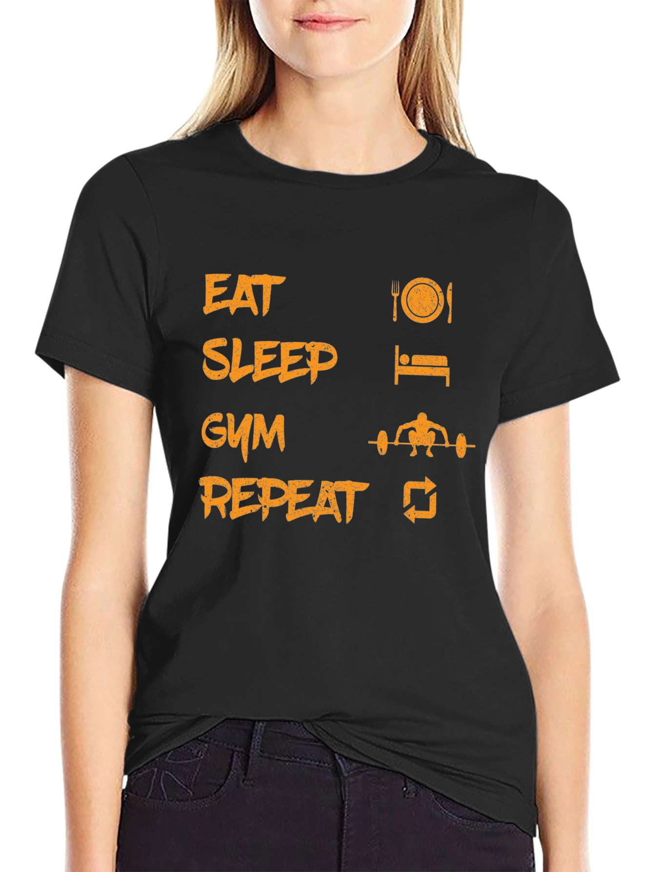 Eat Sleep Gym Repeat Graphic T-Shirt
