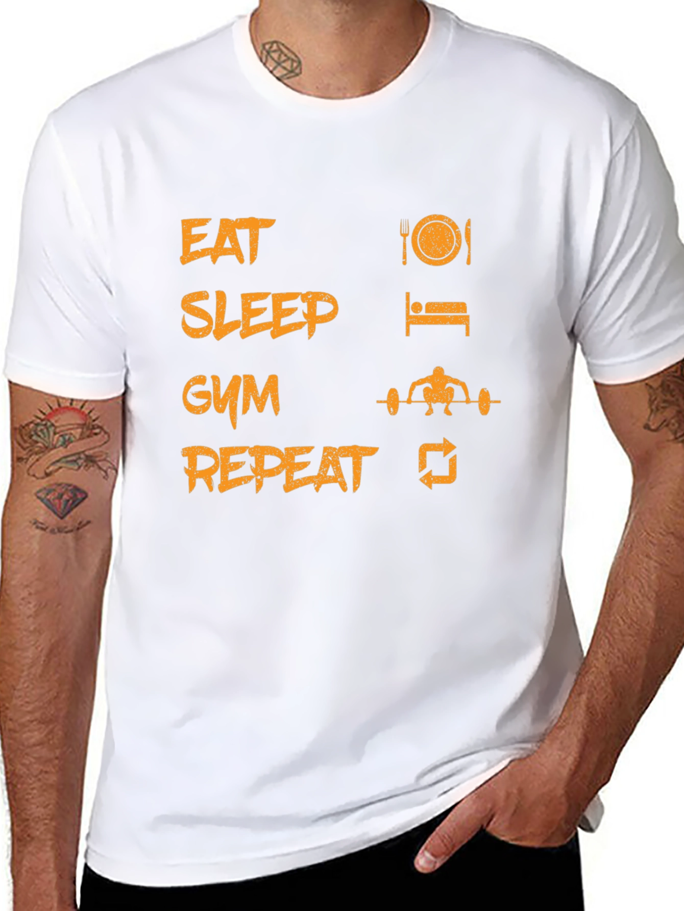 Eat Sleep Gym Repeat Graphic T-Shirt