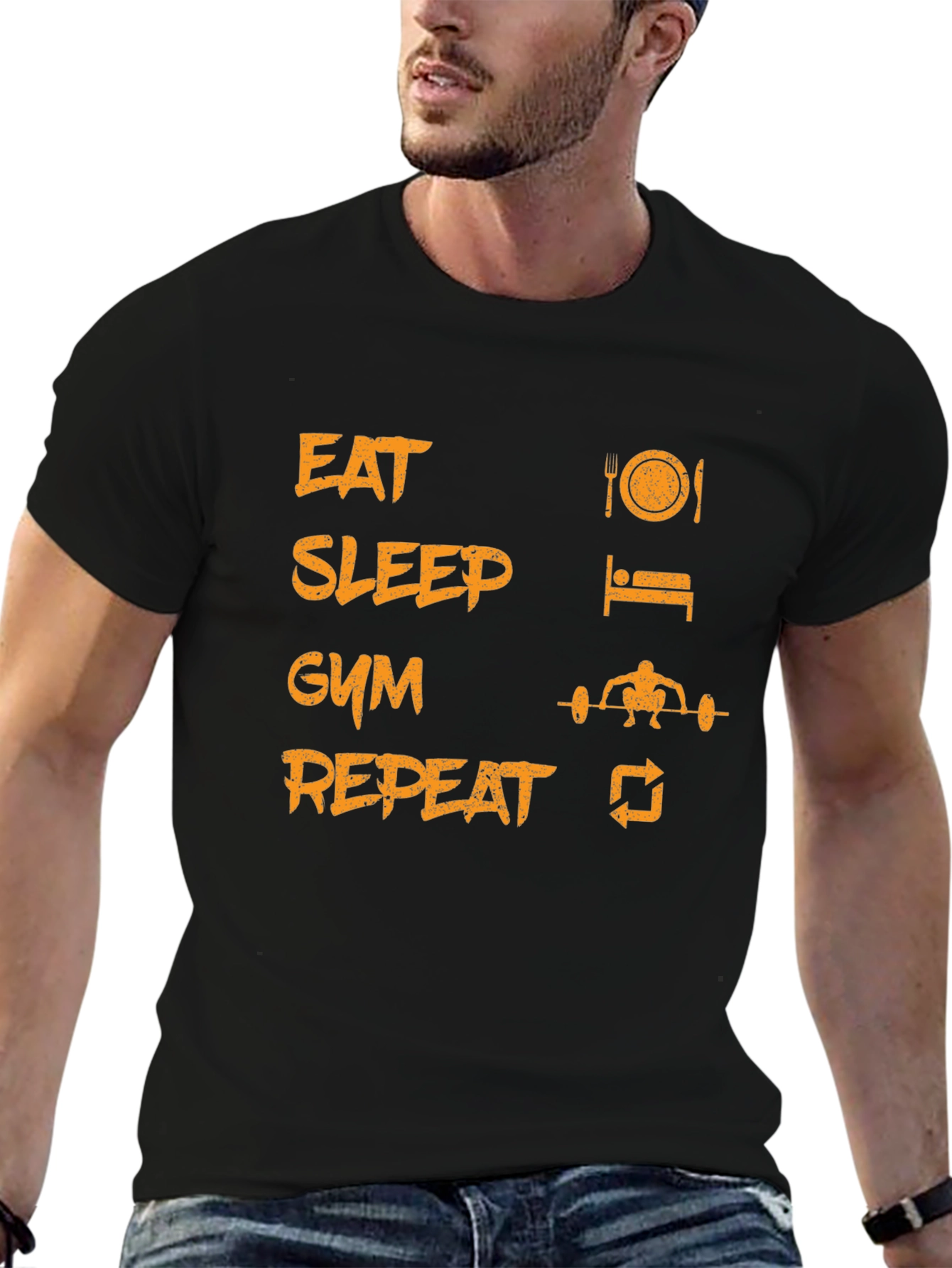 Eat Sleep Gym Repeat Graphic T-Shirt