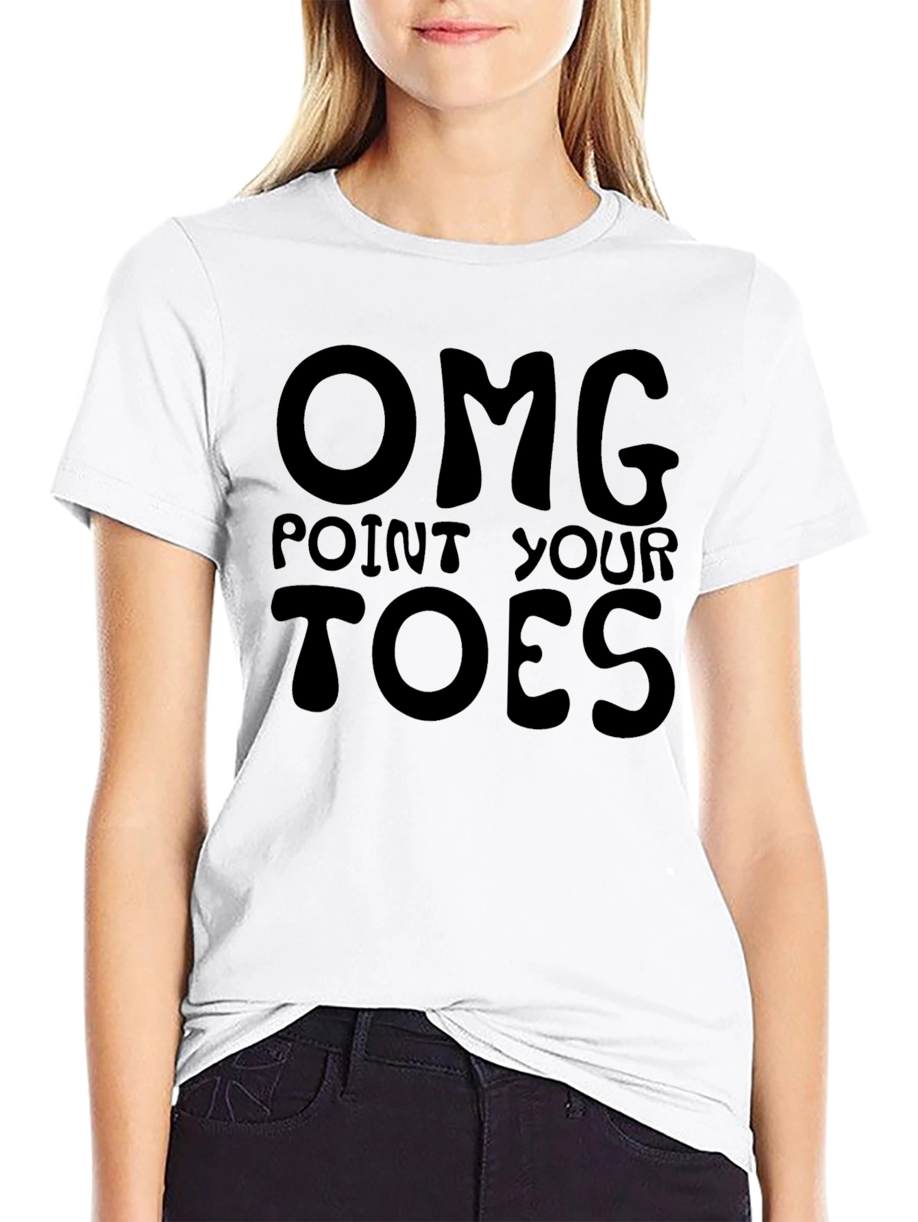 OMG Point Your Toes Black Graphic Tee