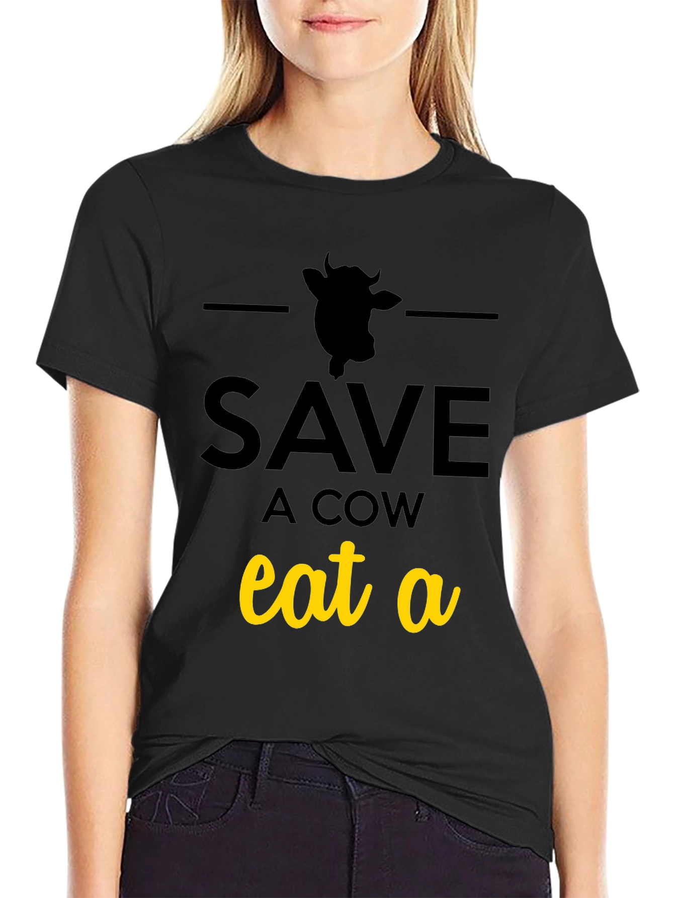 Save a Cow Eat a... T-Shirt - Black
