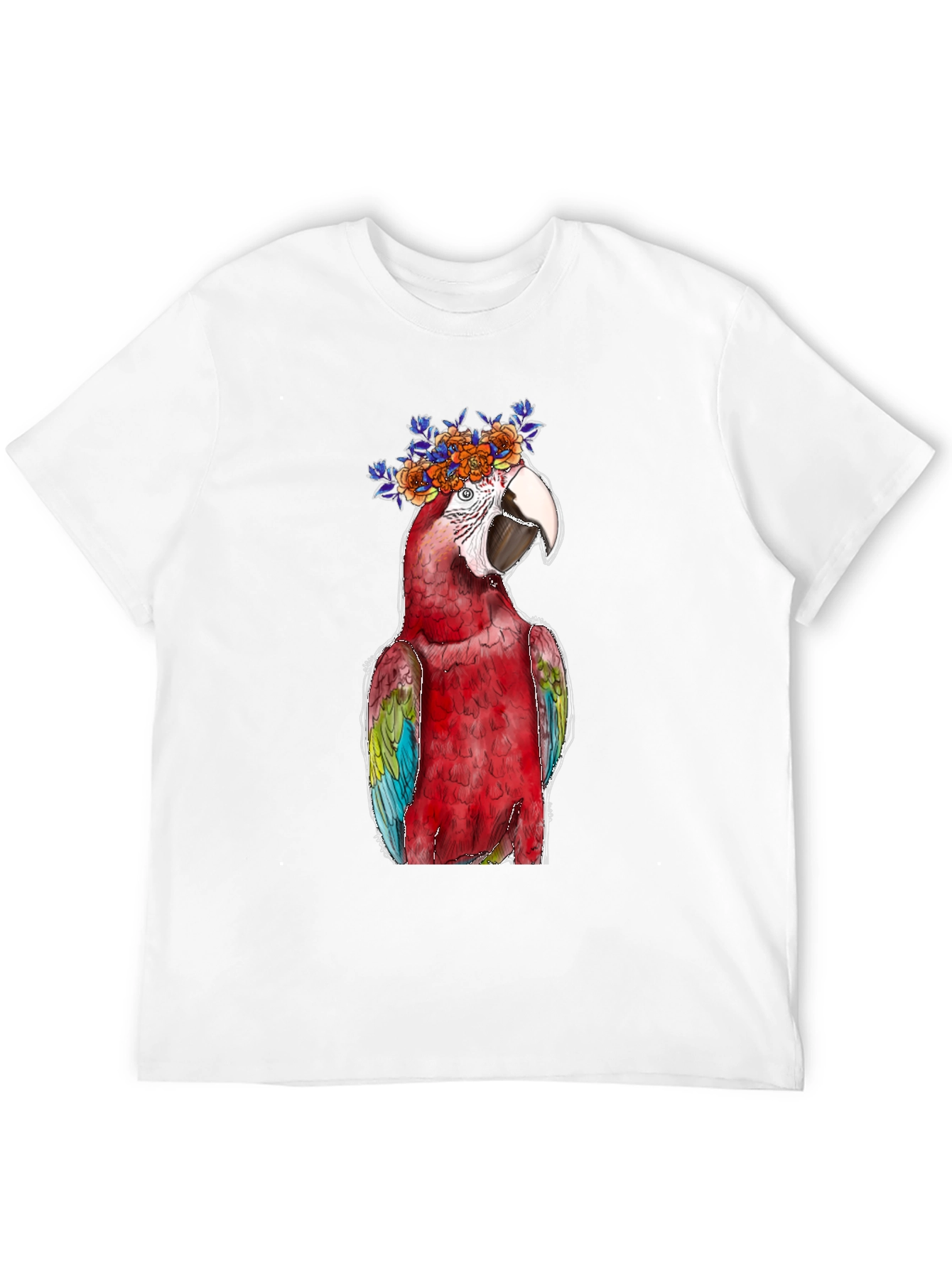 Parrot Flower Crown Graphic Tee - Mens Black T-Shirt
