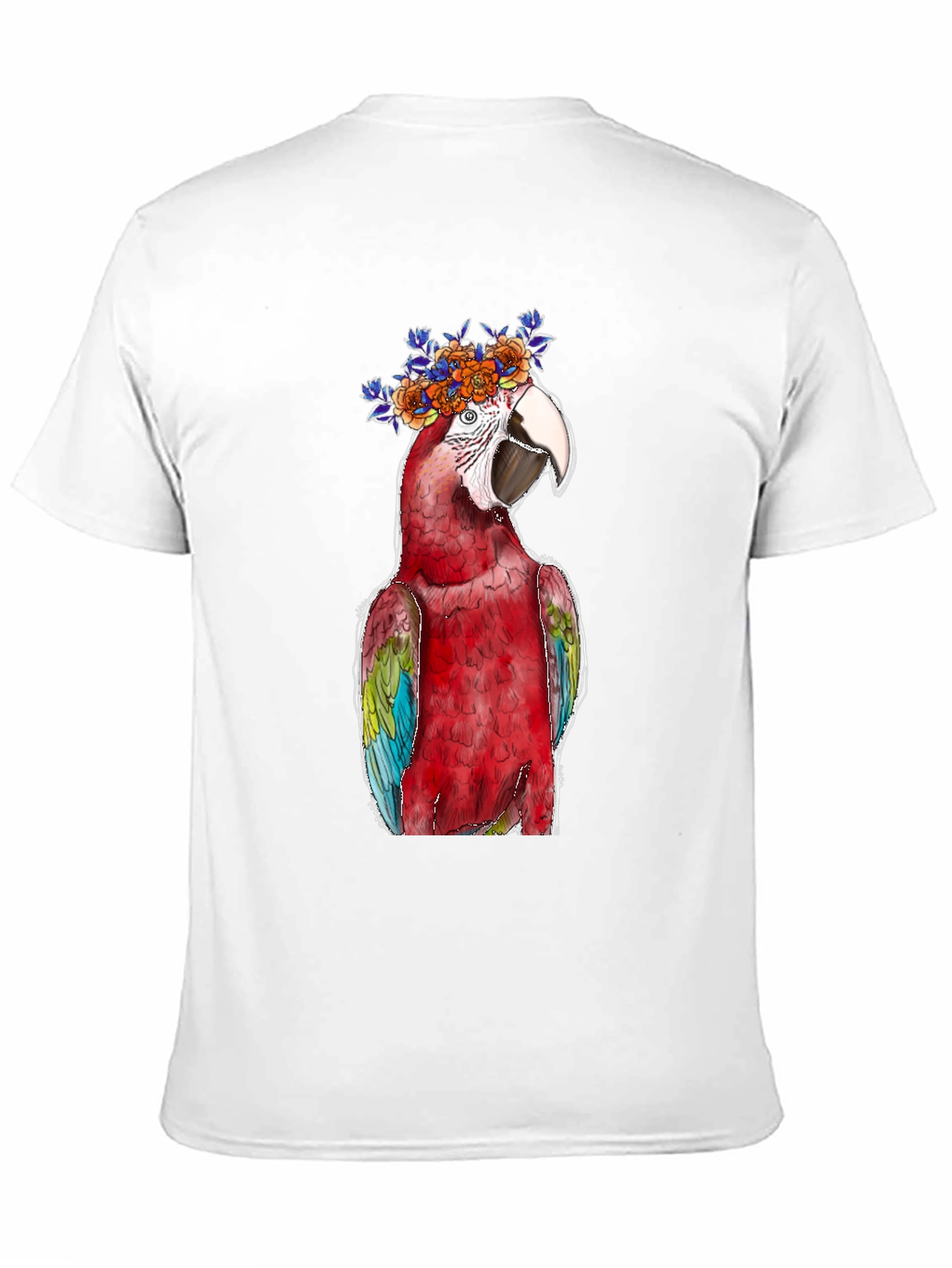 Parrot Flower Crown Graphic Tee - Mens Black T-Shirt