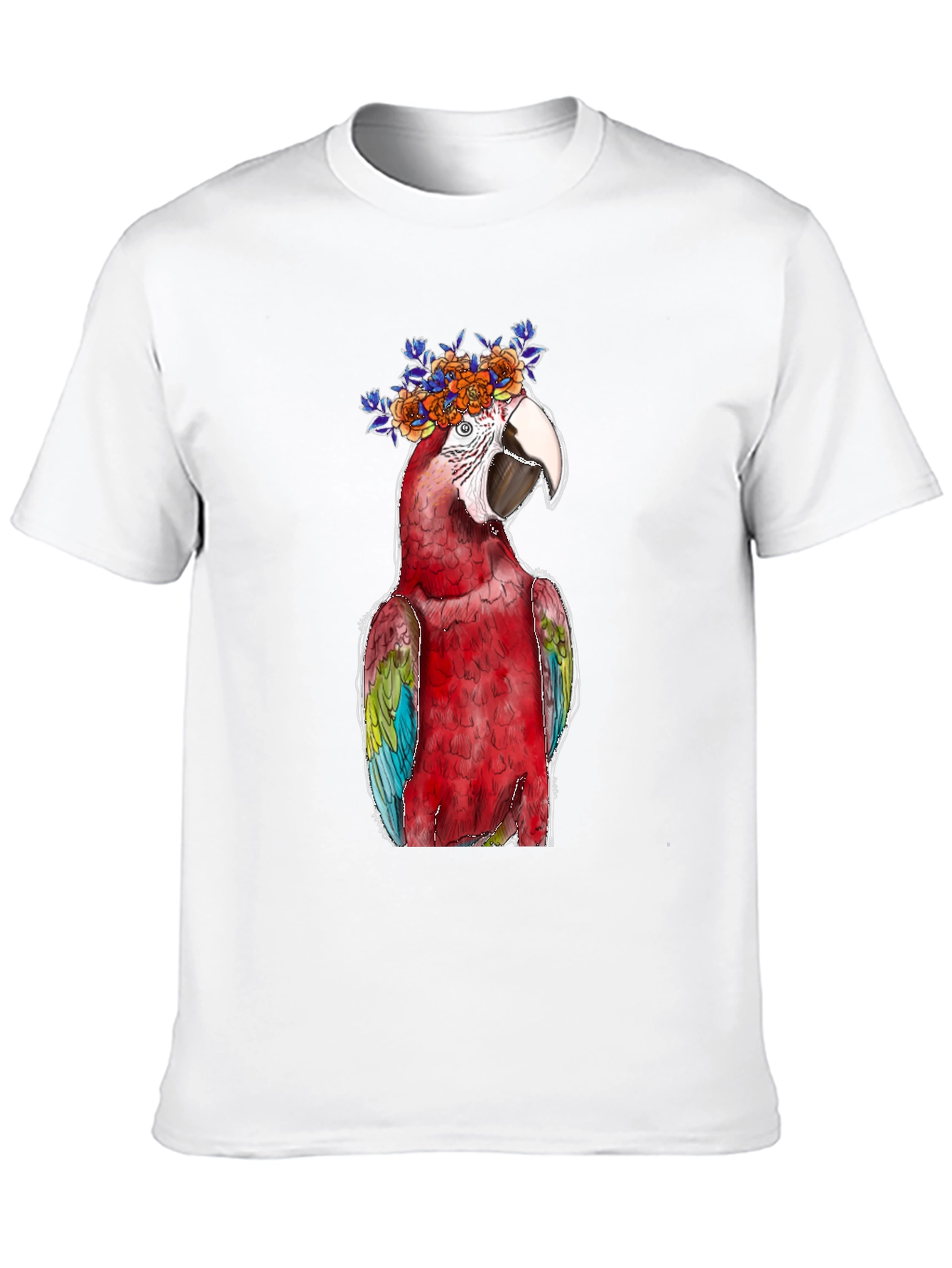 Parrot Flower Crown Graphic Tee - Mens Black T-Shirt