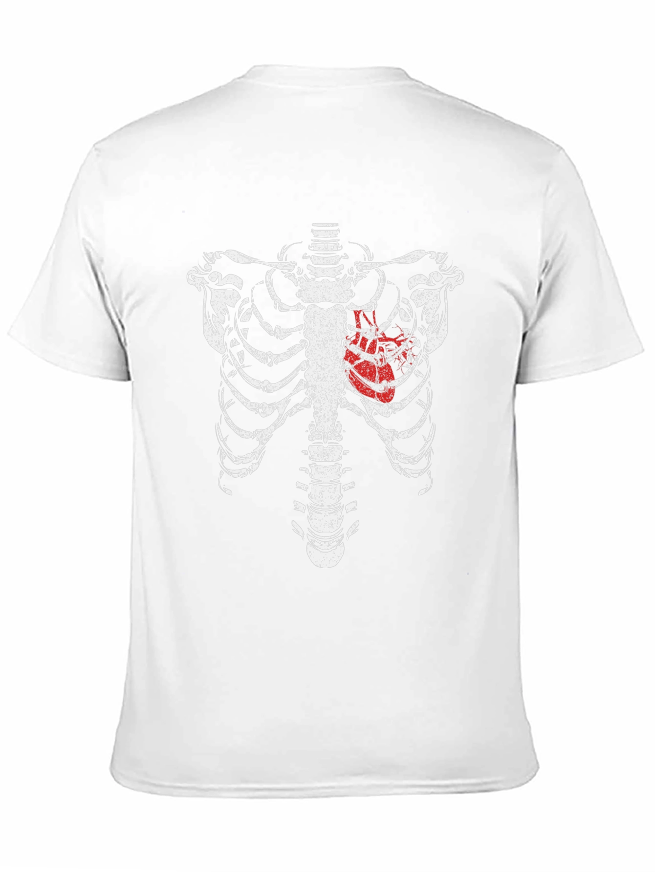 Skeleton Rib Cage Heart Graphic T-Shirt - Black