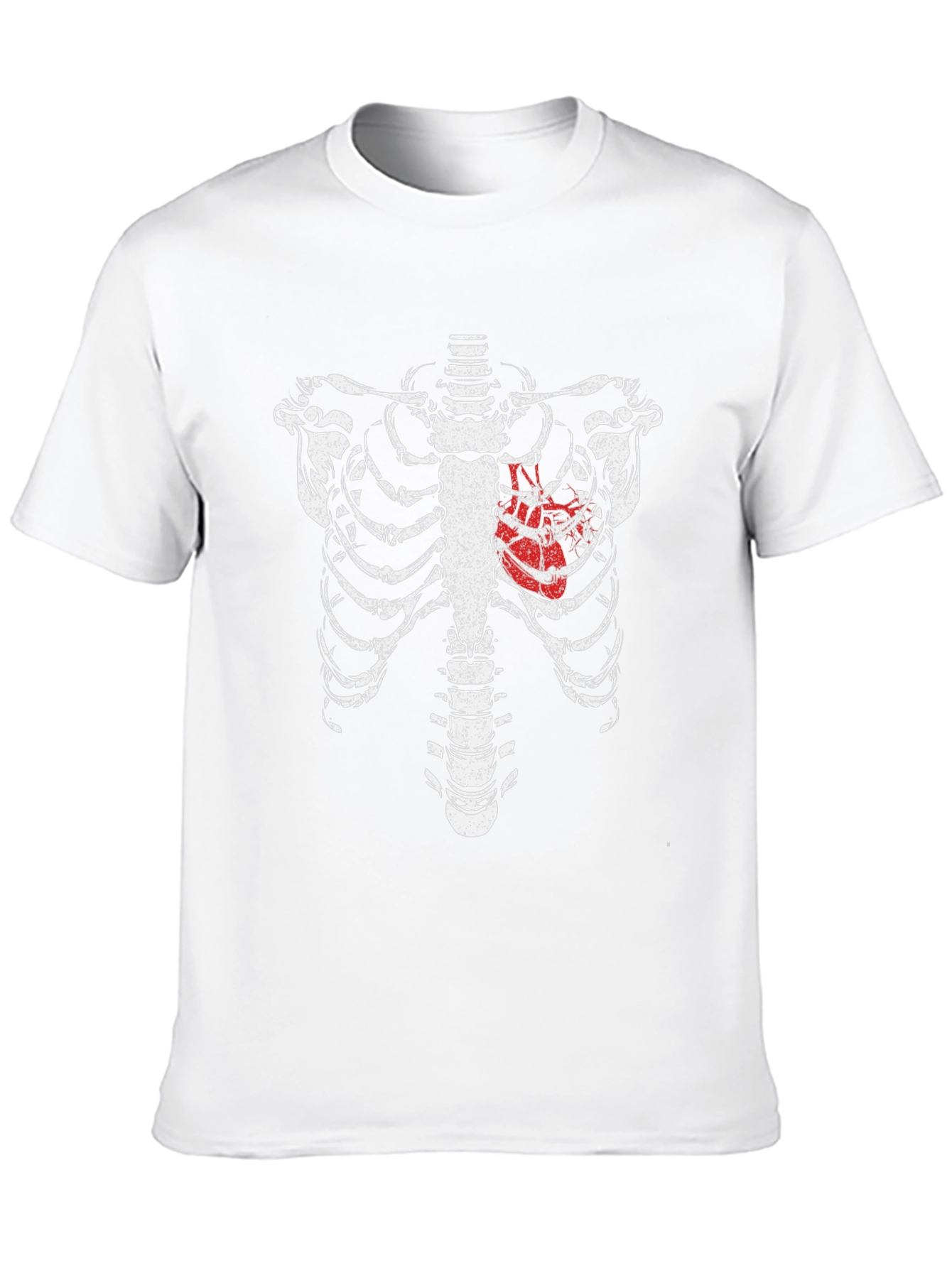 Skeleton Rib Cage Heart Graphic T-Shirt - Black