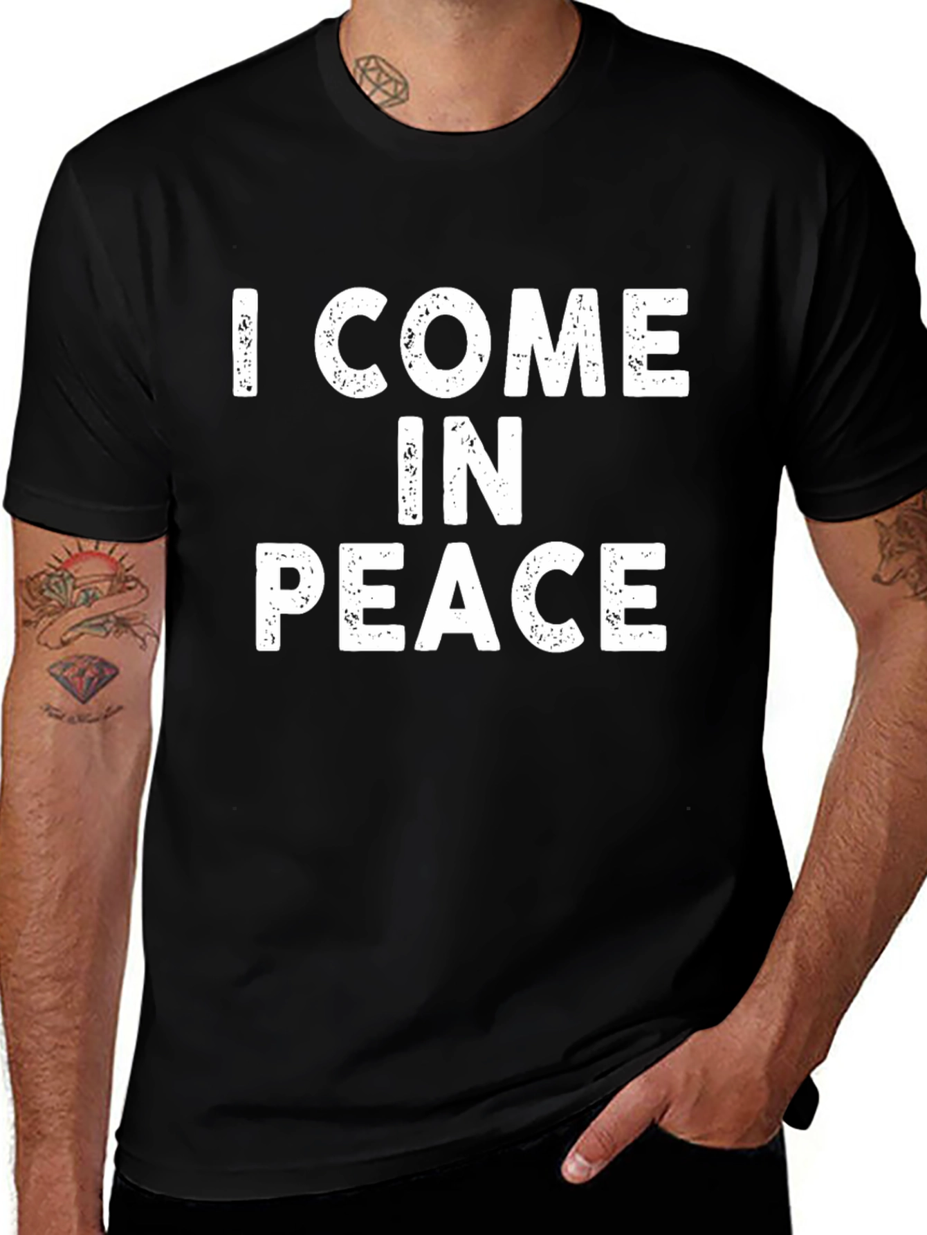 I Come In Peace Black Graphic Tee