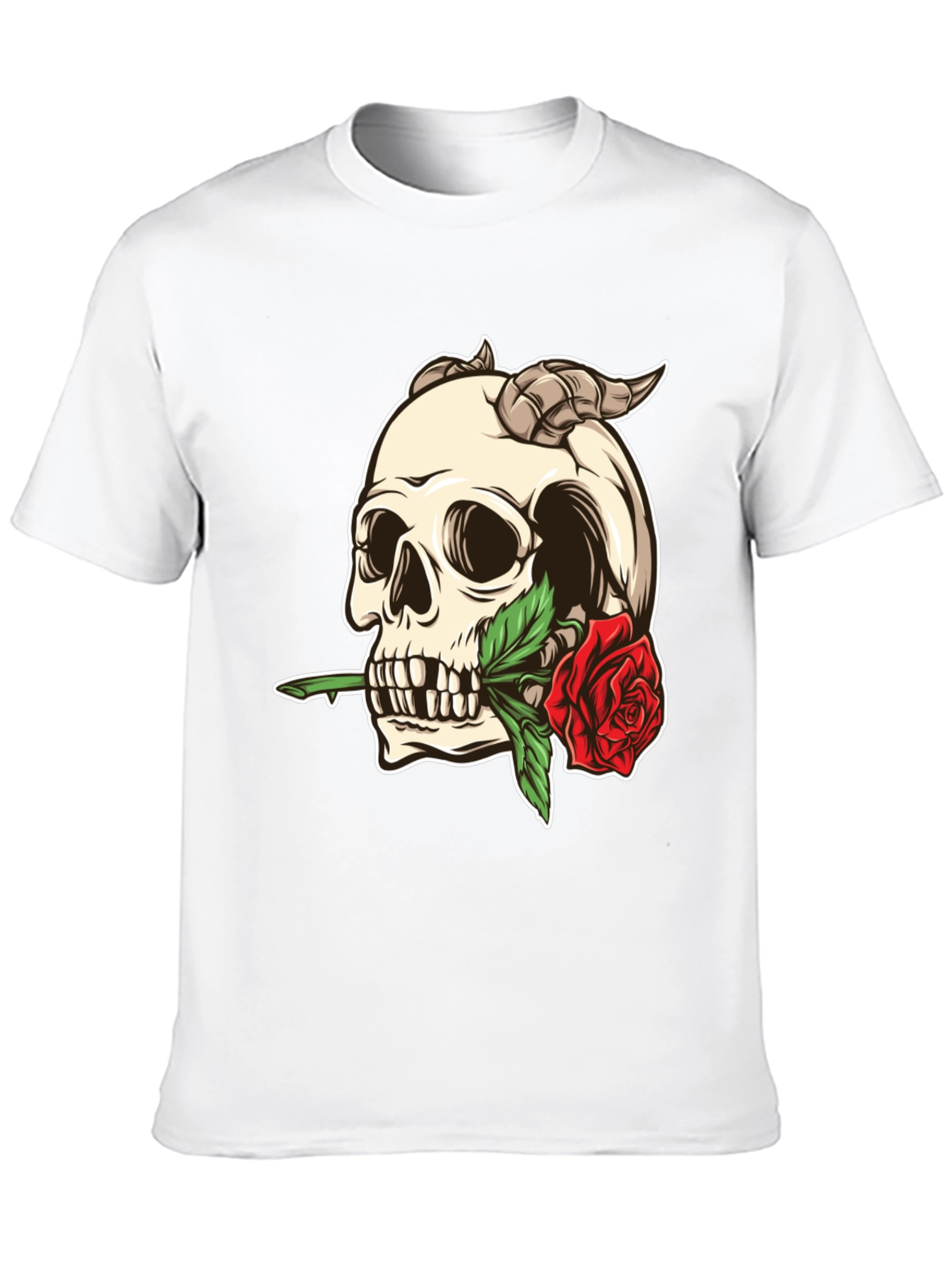 Skull and Rose Graphic Tee - Black