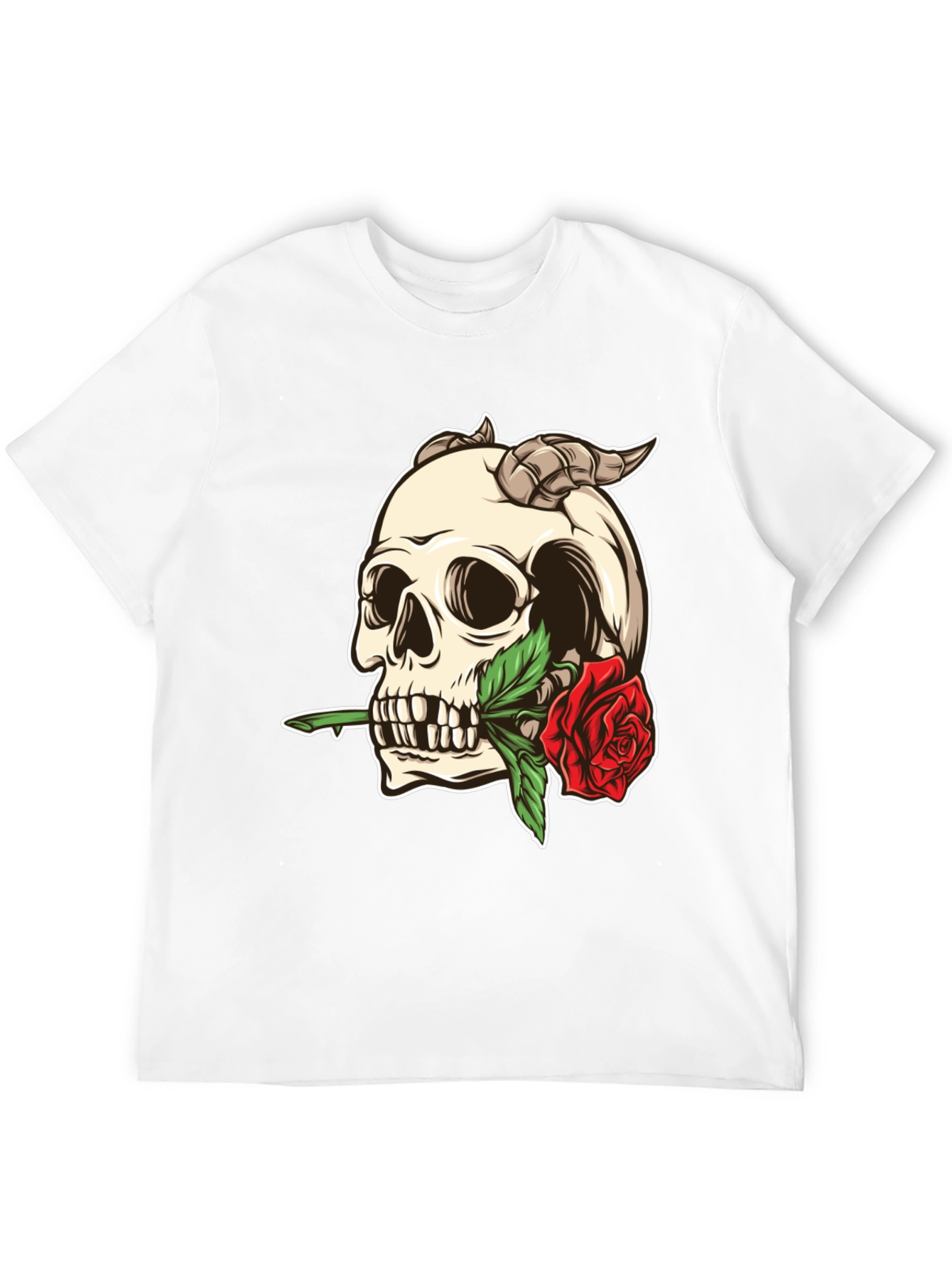Skull and Rose Graphic Tee - Black