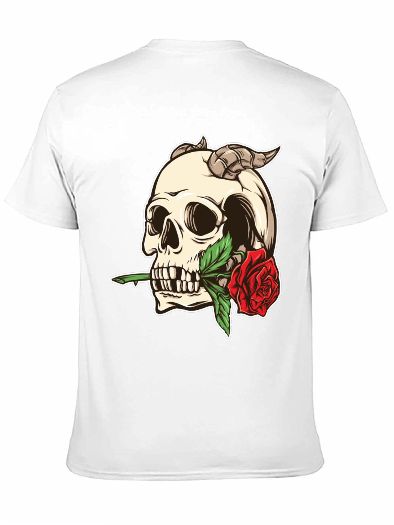 Skull and Rose Graphic Tee - Black