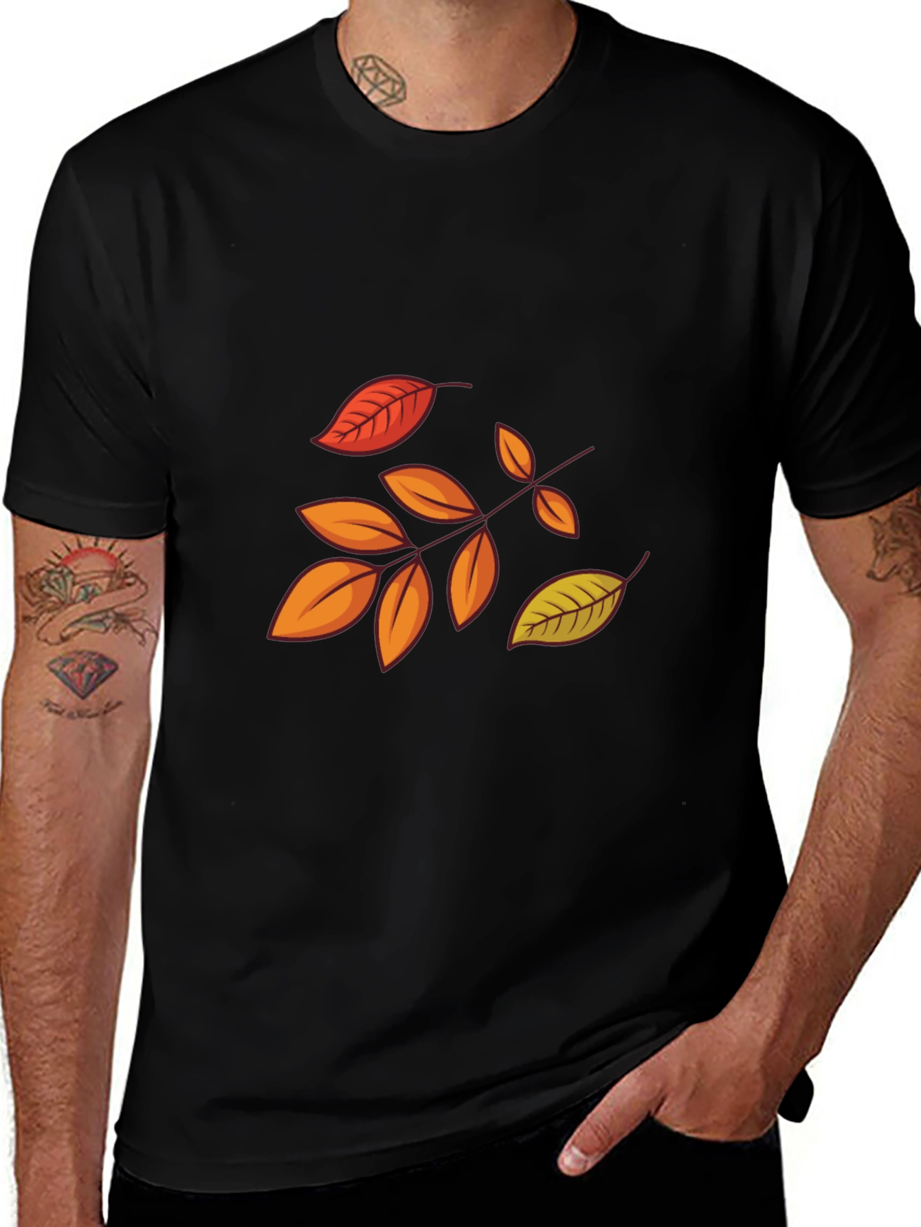 Autumn Leaves Graphic Black T-Shirt