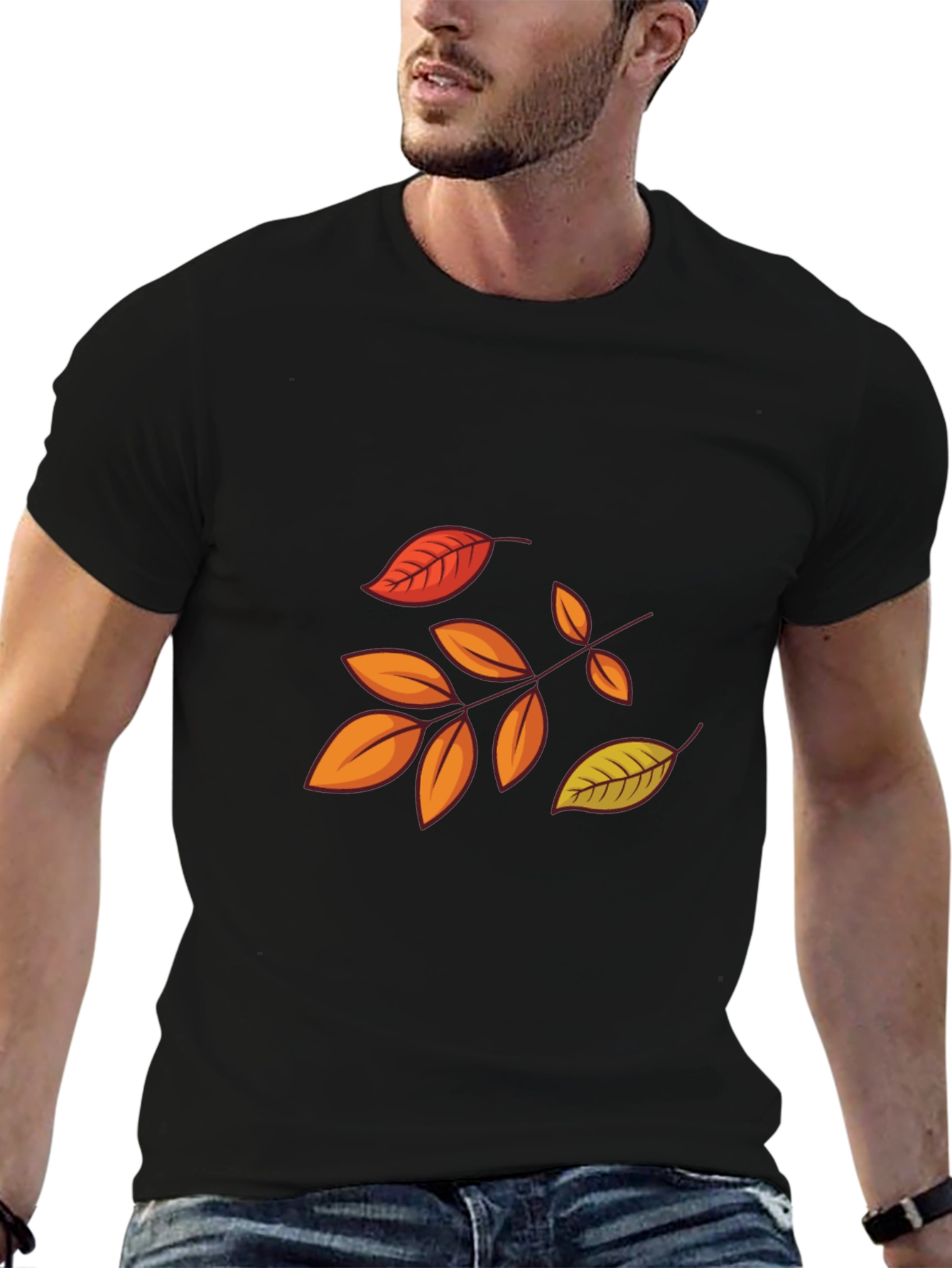 Autumn Leaves Graphic Black T-Shirt