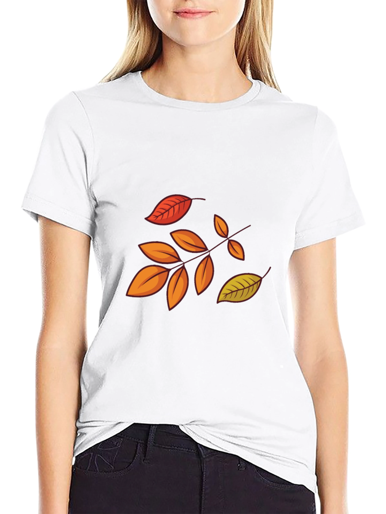 Autumn Leaves Graphic Black T-Shirt