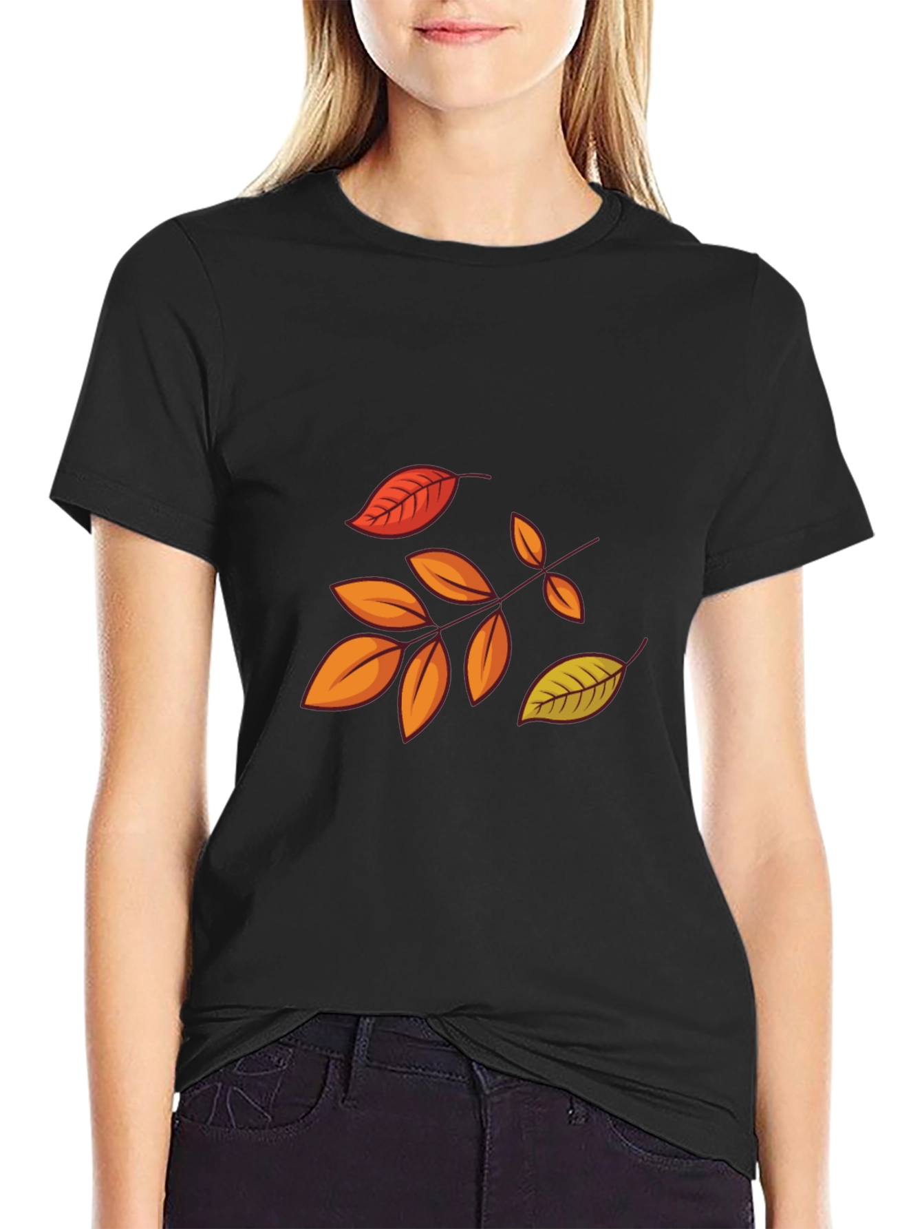 Autumn Leaves Graphic Black T-Shirt