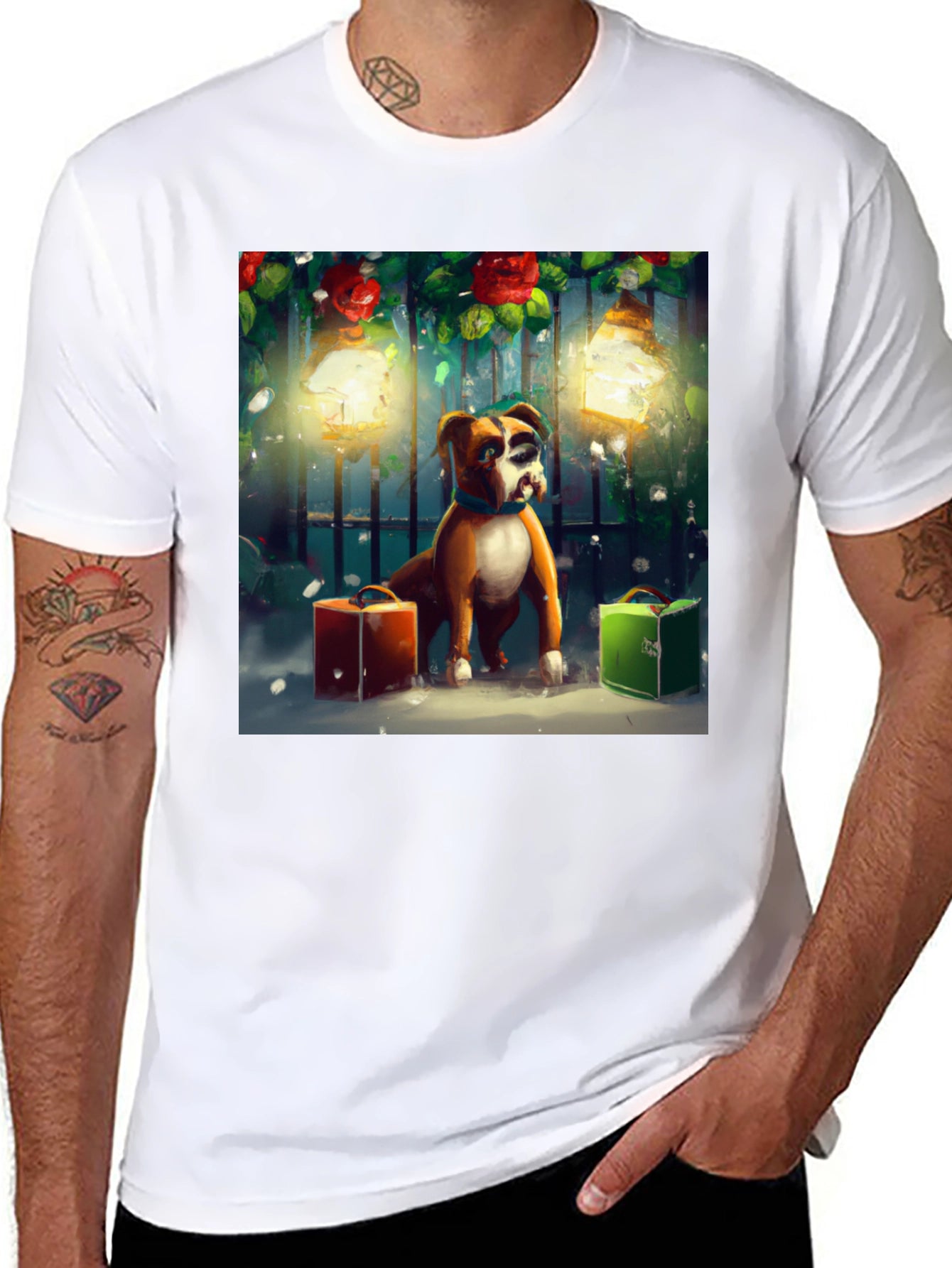 Festive Boxer Dog T-Shirt
