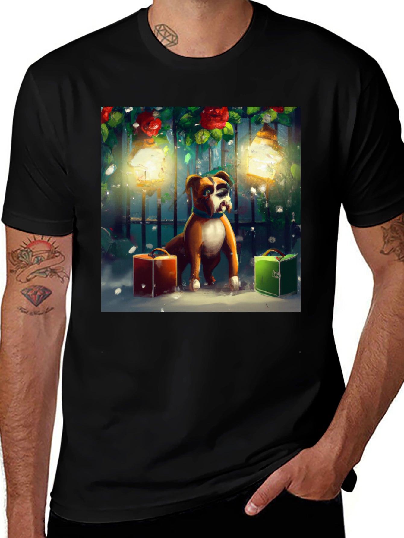 Festive Boxer Dog T-Shirt