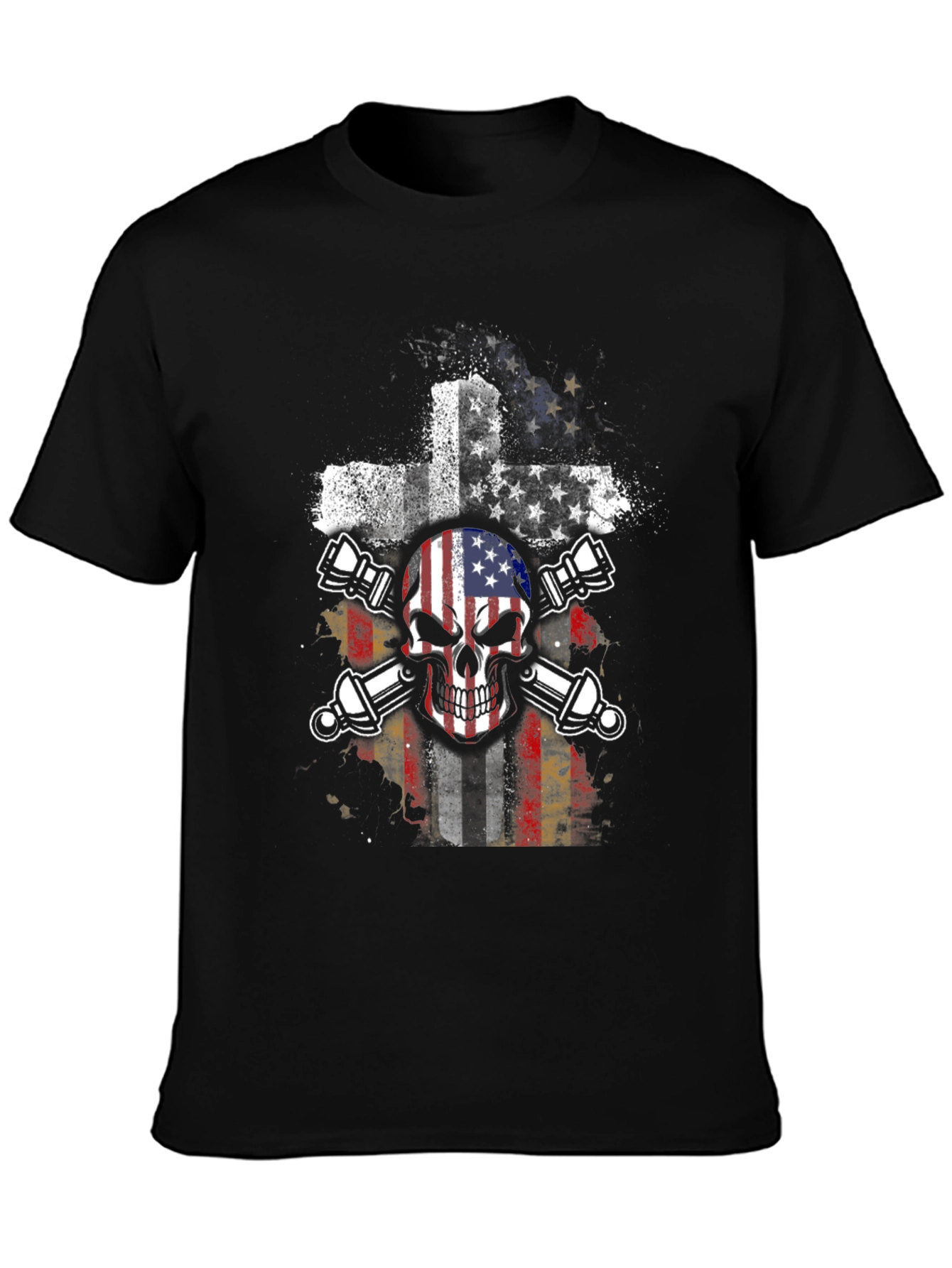 American Flag Skull & Crossbones Graphic T-Shirt