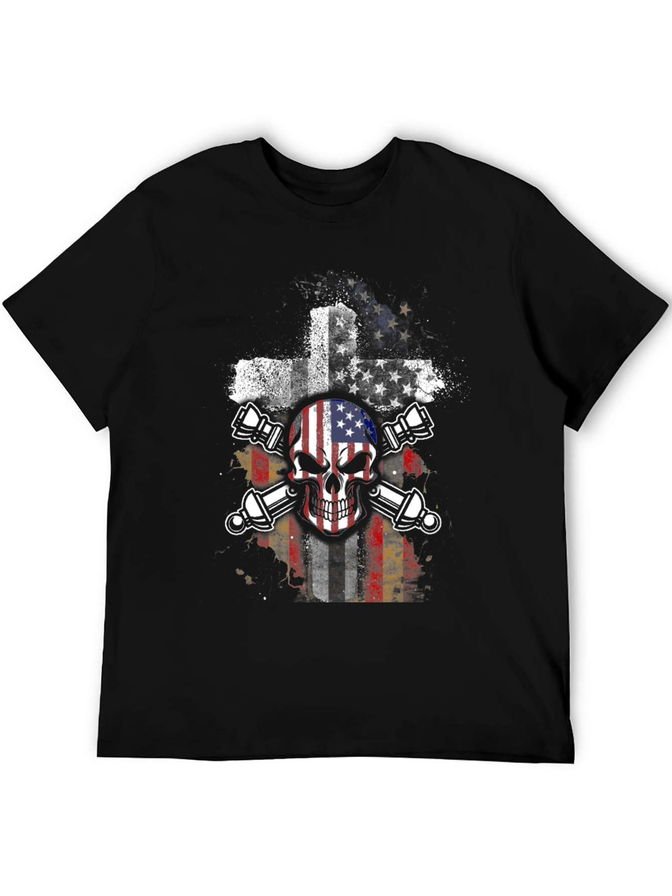 American Flag Skull & Crossbones Graphic T-Shirt